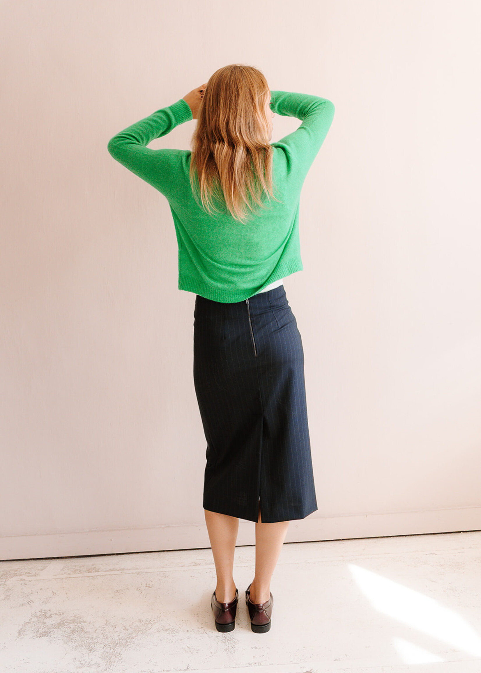 Ottod'Ame Pinstripe Skirt (Navy Blue)