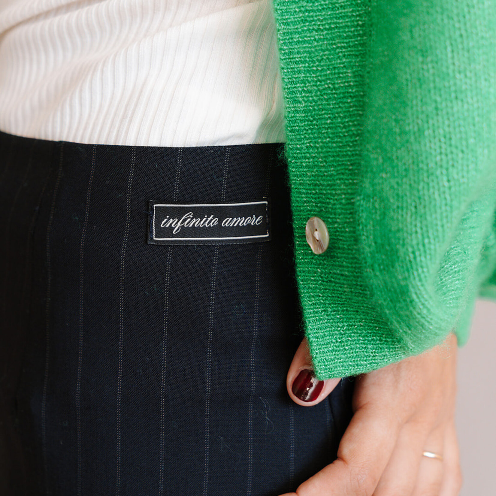 Ottod'Ame Pinstripe Skirt (Navy Blue)