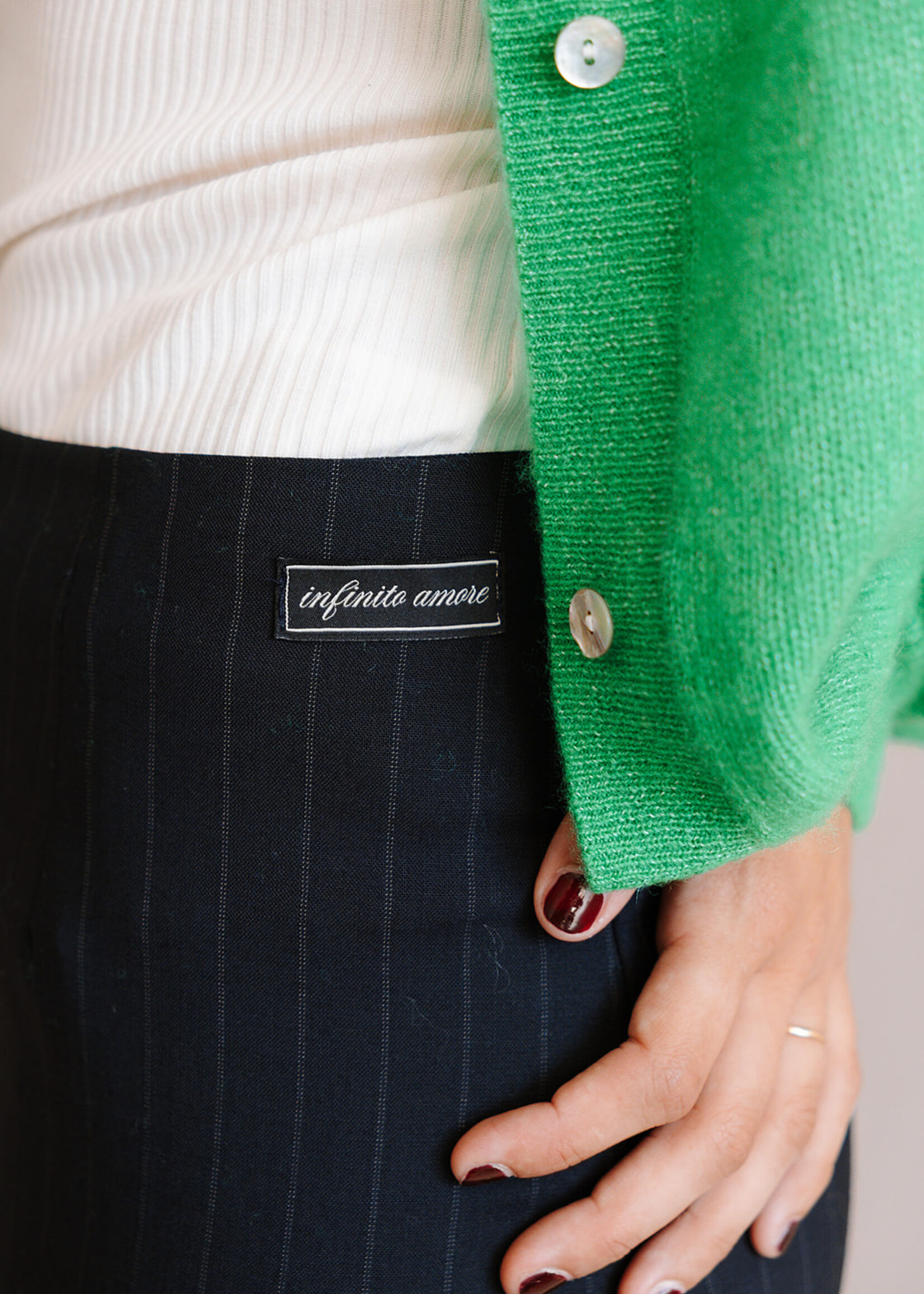 Ottod'Ame Pinstripe Skirt (Navy Blue)
