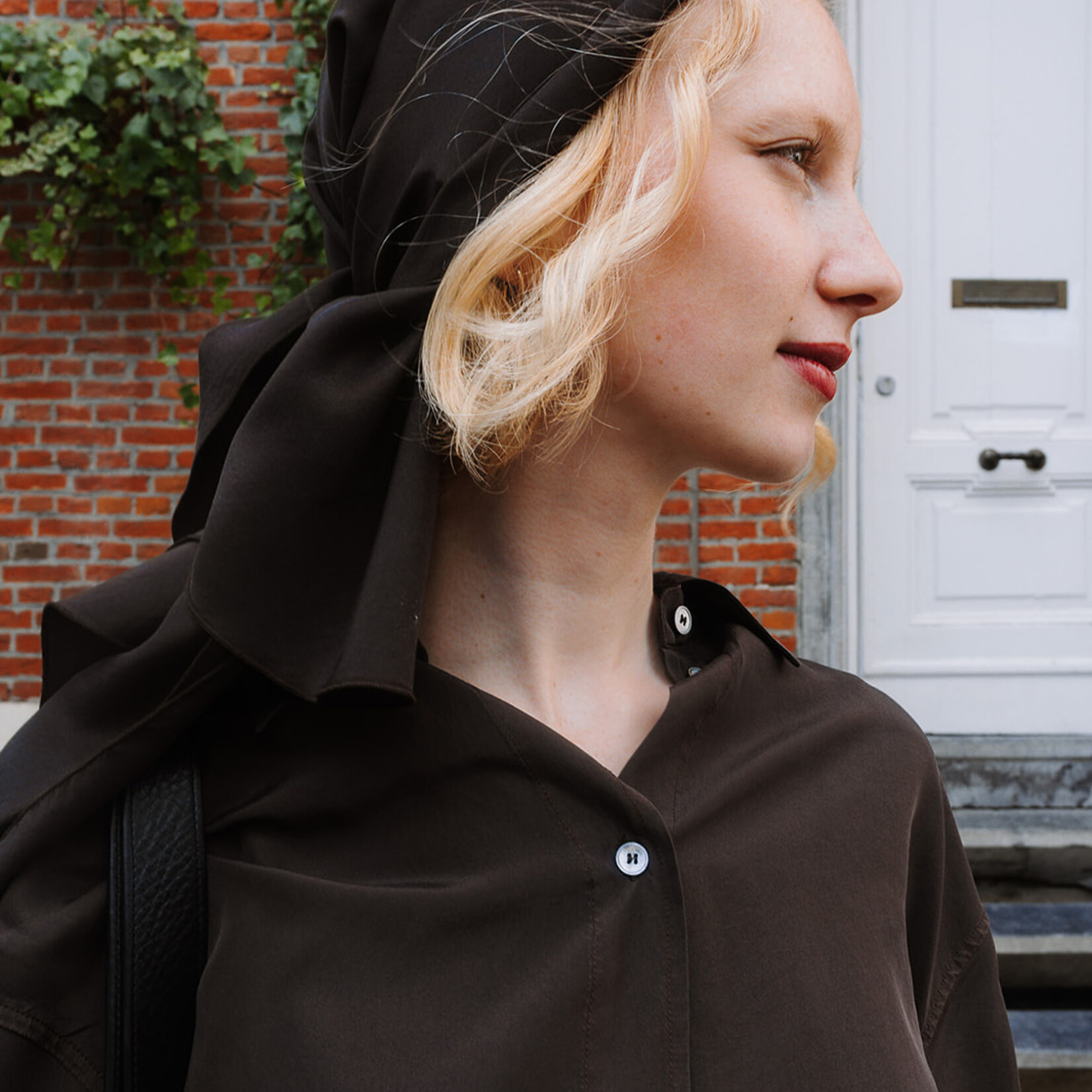 Barena Venezia Silk Triangular Bandana Scarf (Chocolate brown)
