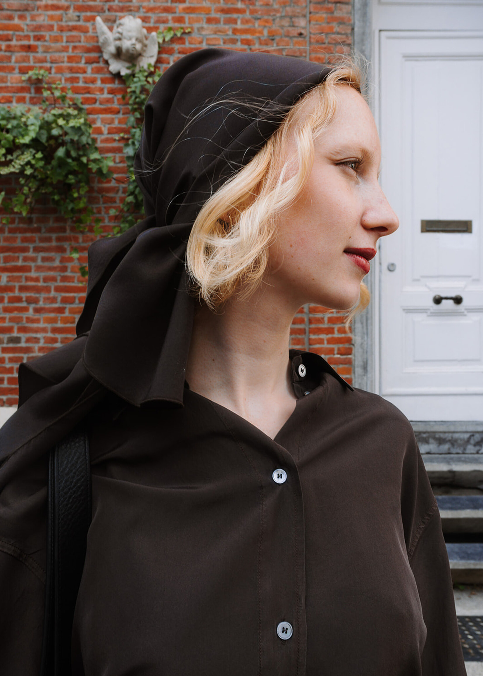 Barena Venezia Silk Triangular Bandana Scarf (Chocolate brown)