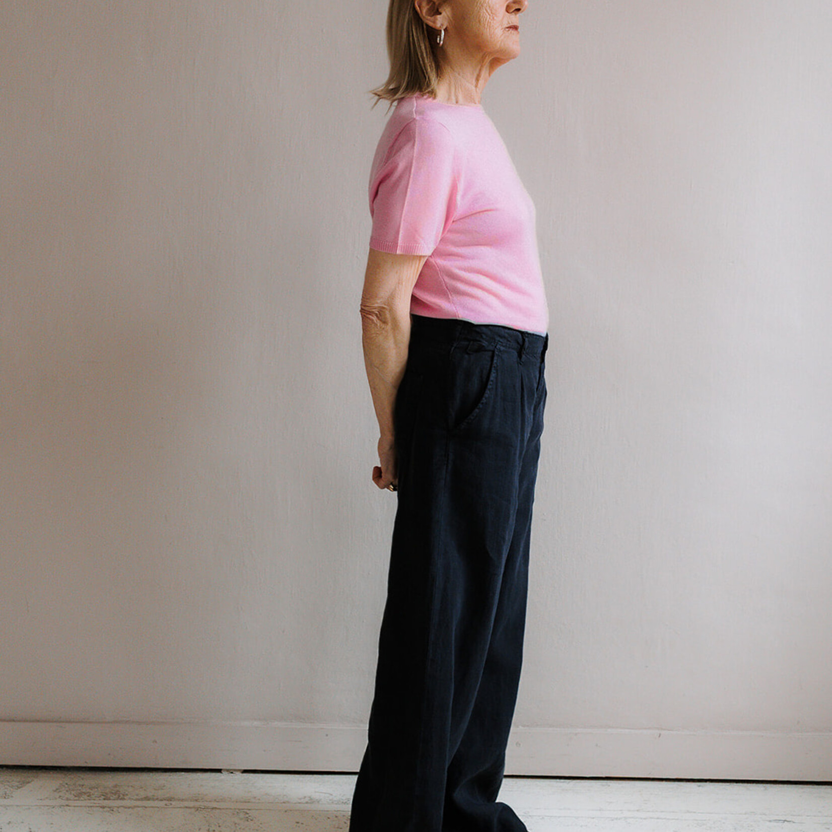 Lois Skater pleats linen  navy
