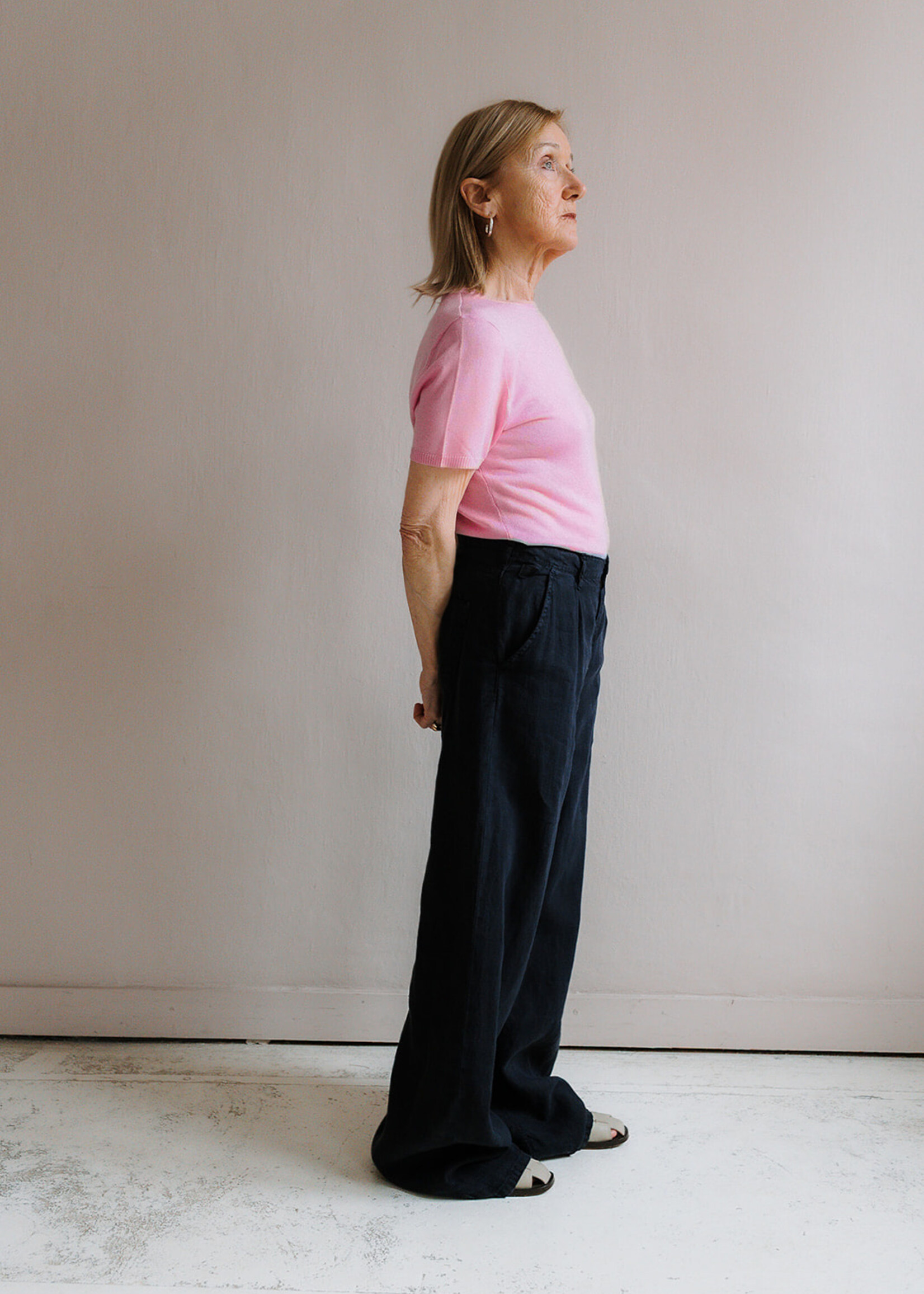 Lois Skater pleats linen  navy