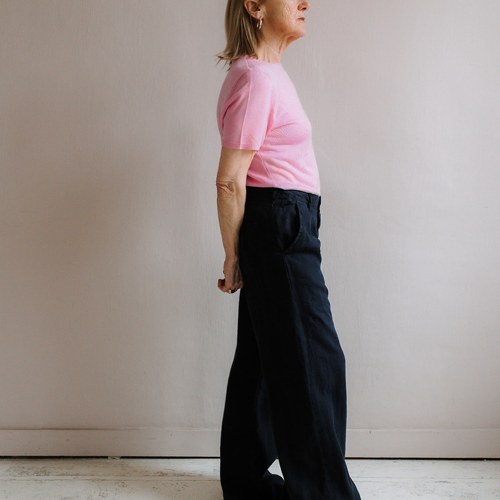 Lois Skater pleats linen  navy