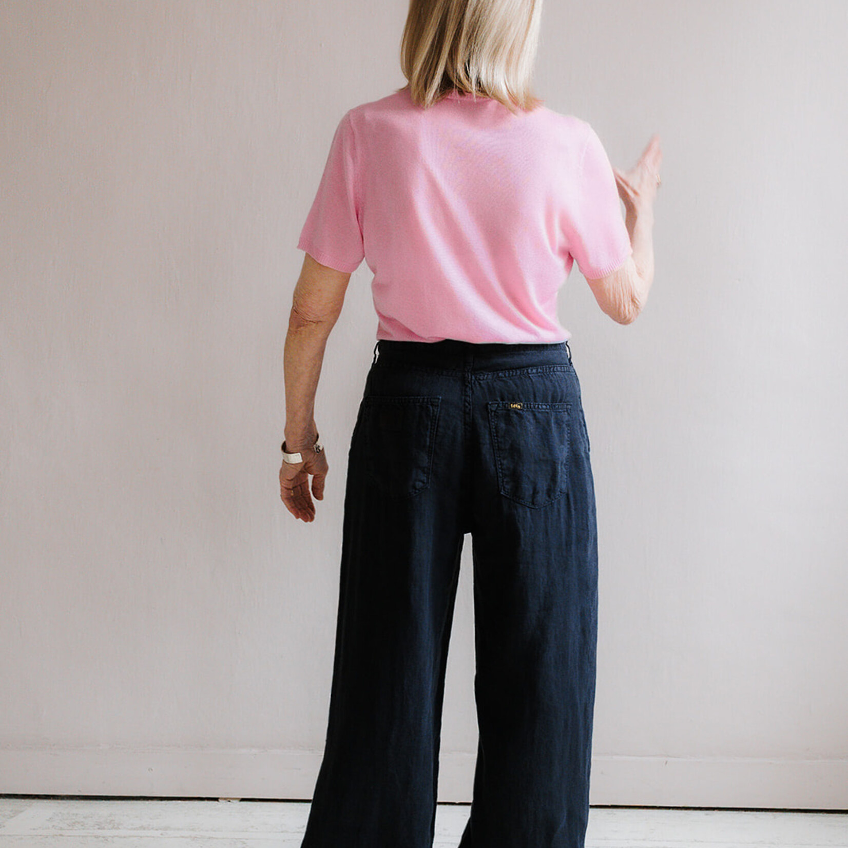 Lois Skater pleats linen  navy