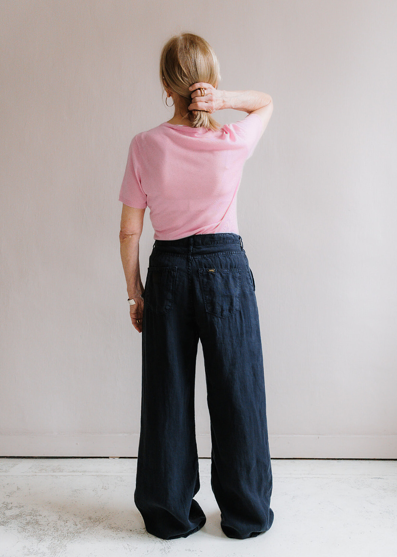 Lois Skater pleats linen  navy