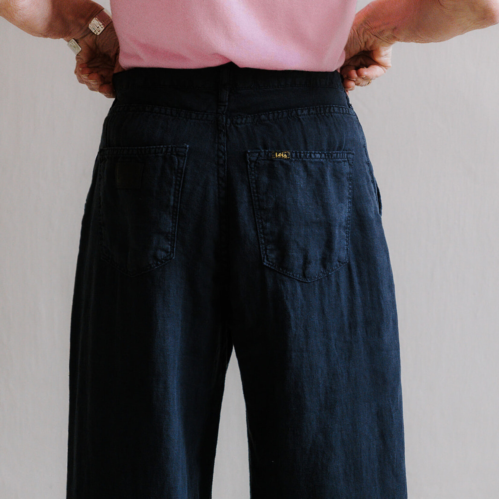 Lois Skater pleats linen  navy