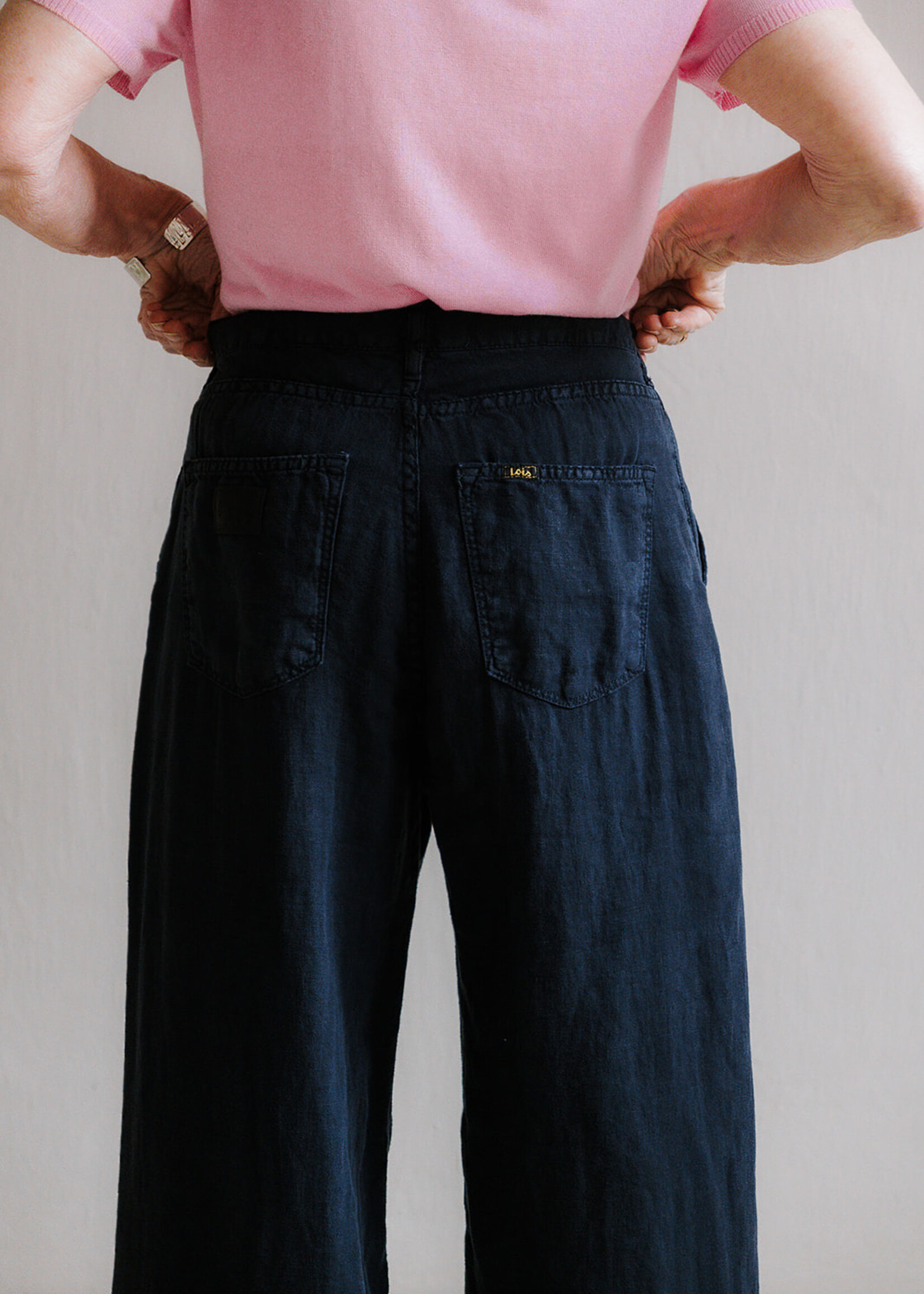 Lois Skater pleats linen  navy