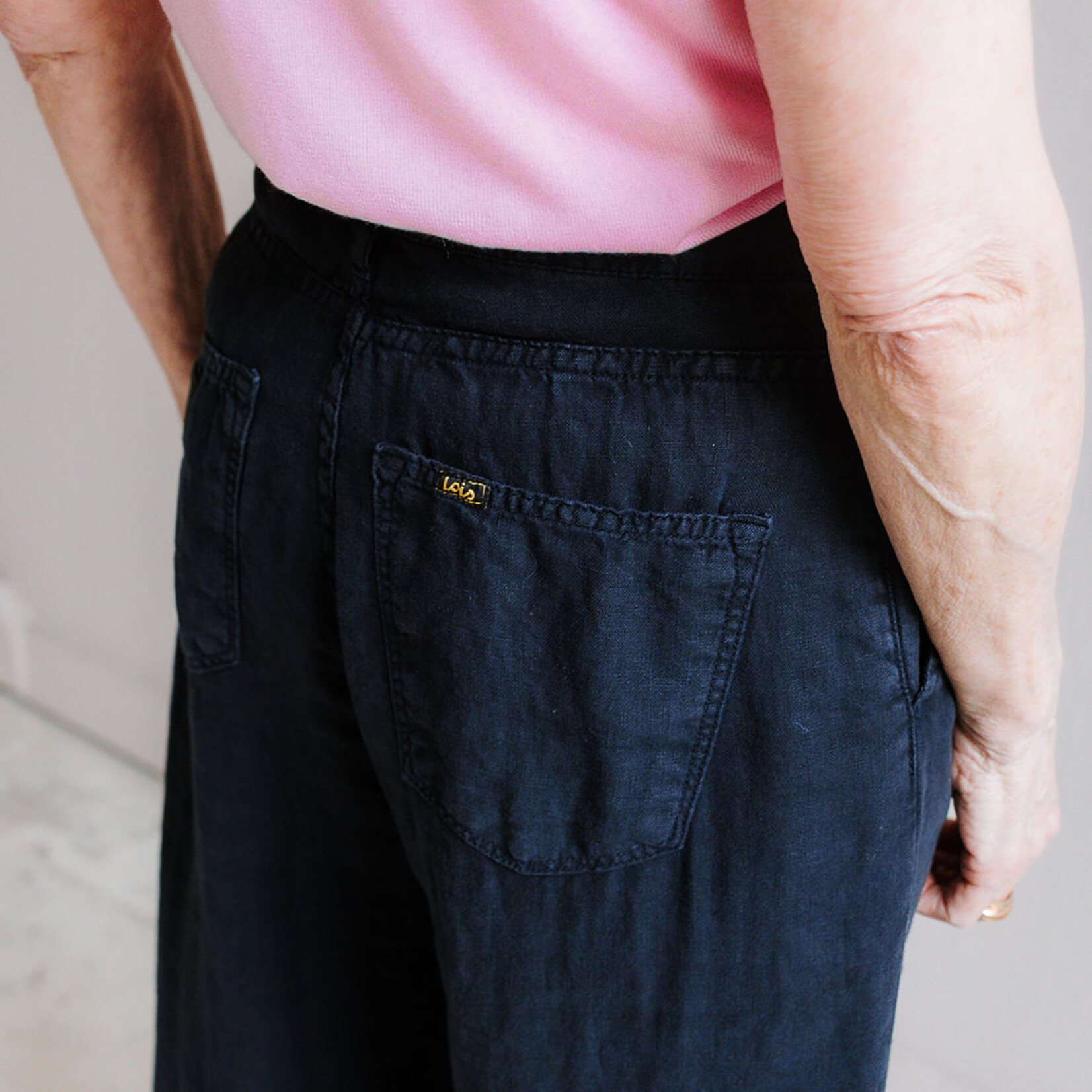 Lois Skater pleats linen  navy