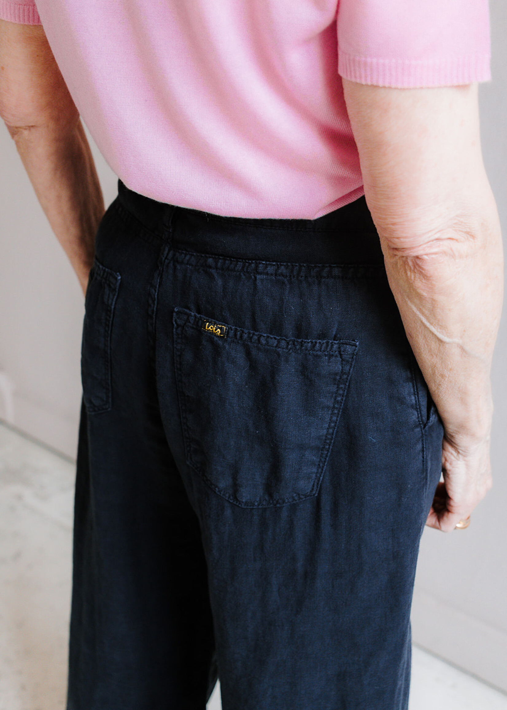 Lois Skater pleats linen  navy