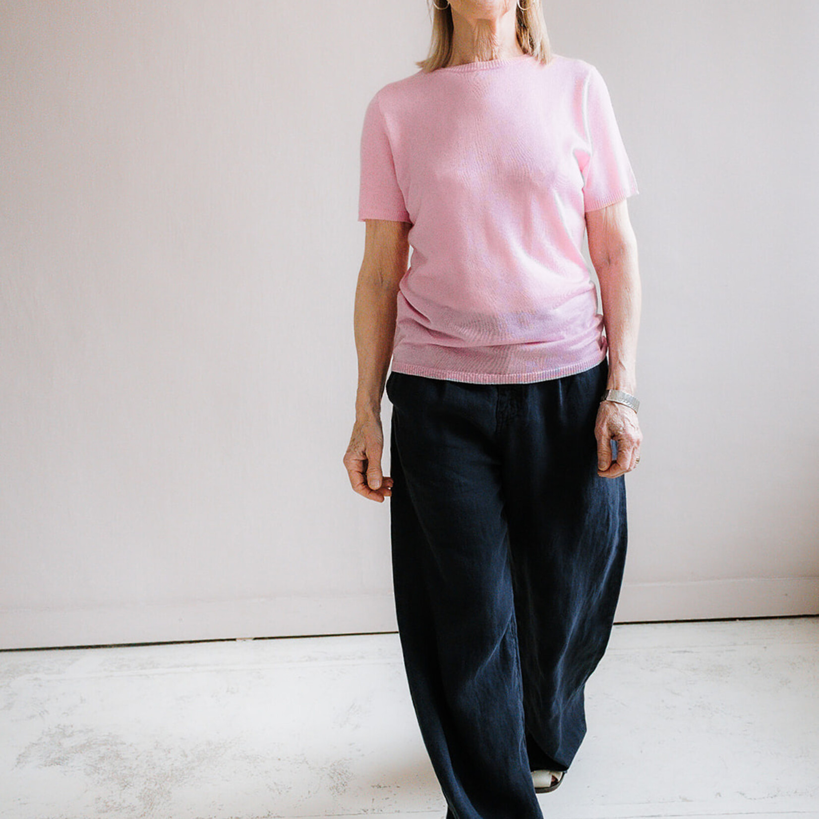 Lois Skater pleats linen  navy