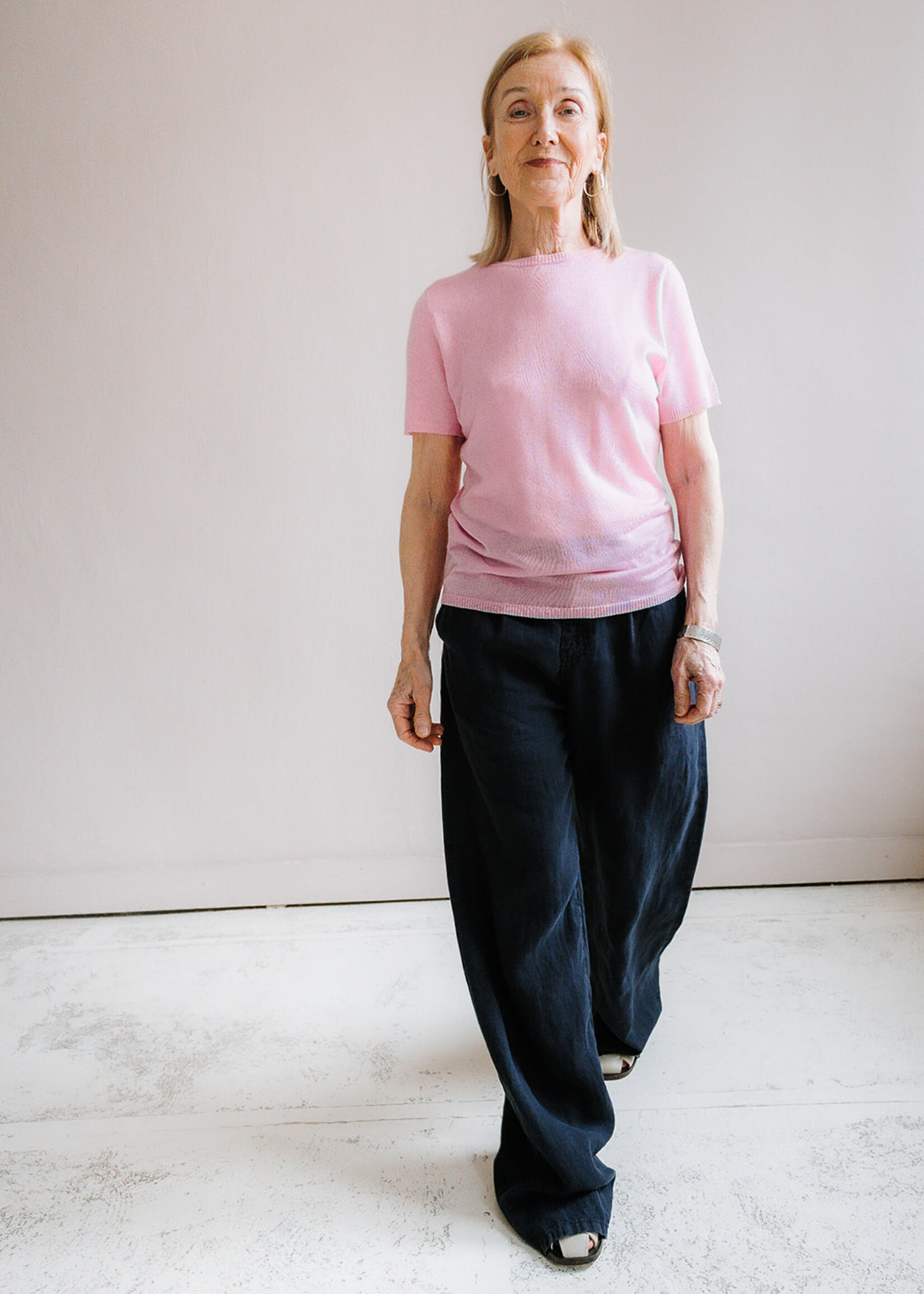 Lois Skater pleats linen  navy