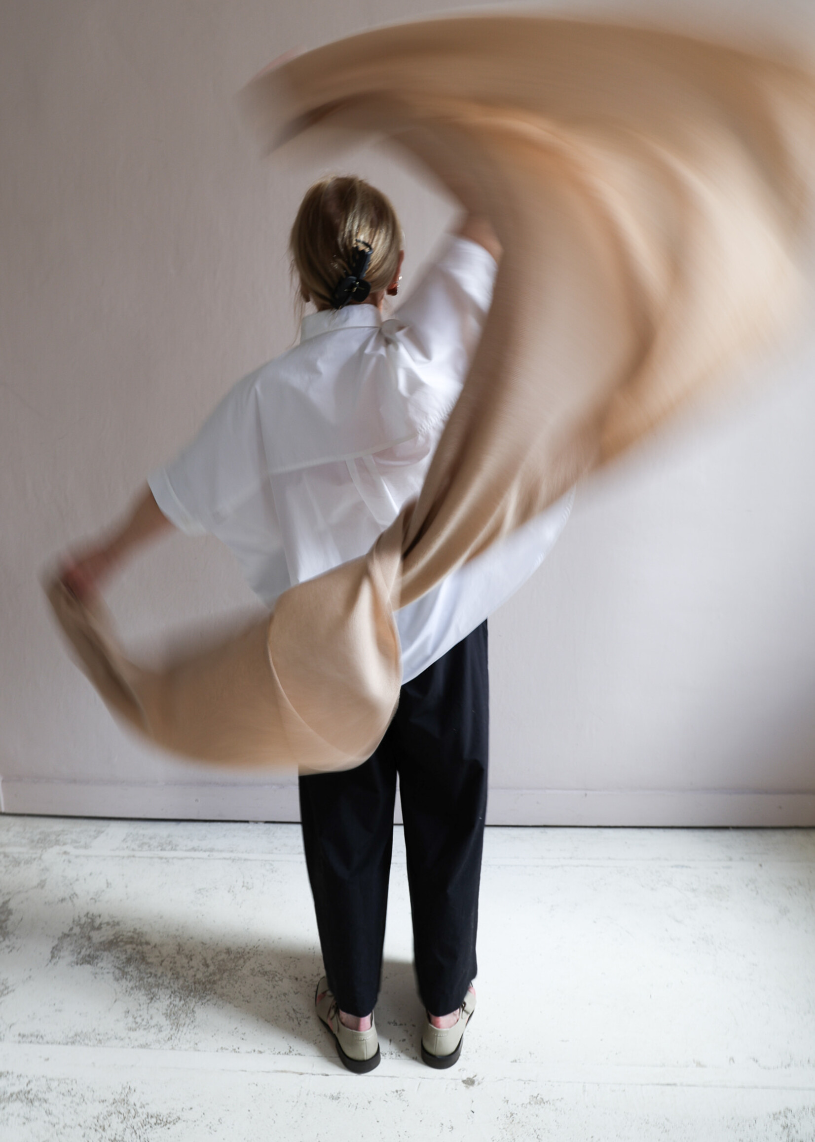 White + Warren Cashmere Travel Wrap  color muted camel