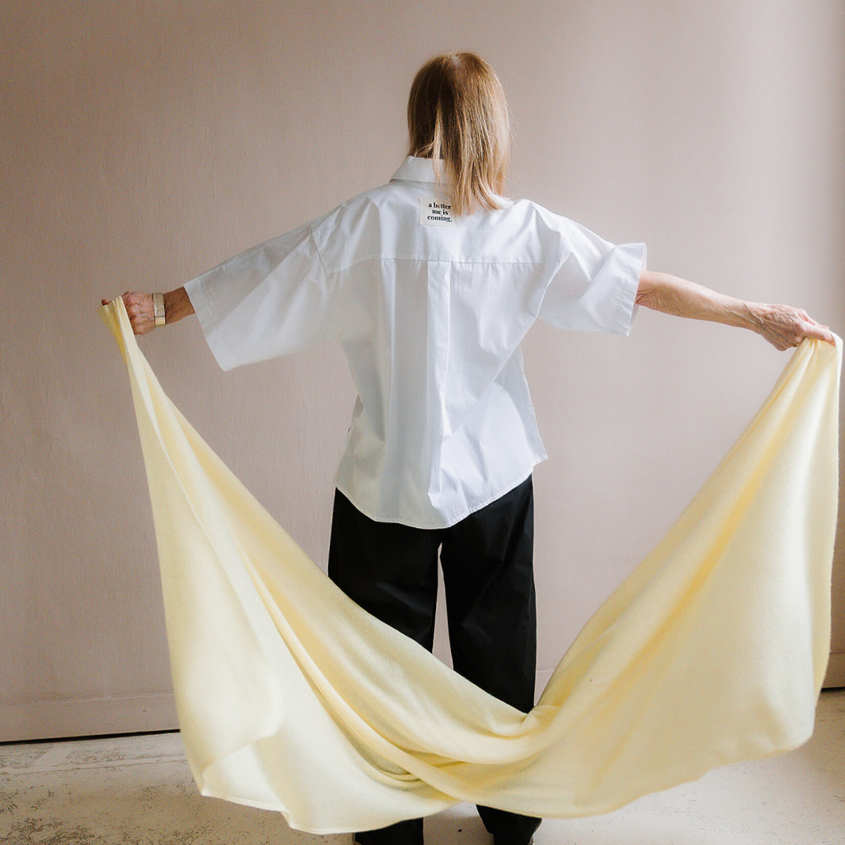 White + Warren Cashmere Travel Wrap lemonade