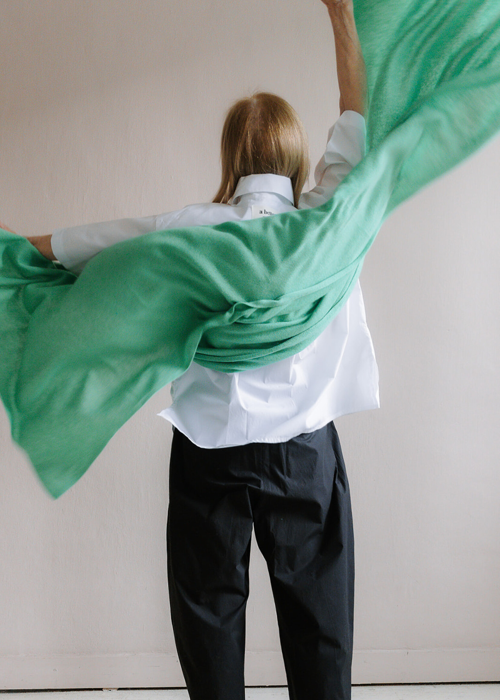 White + Warren Cashmere Travel Wrap  color retro green