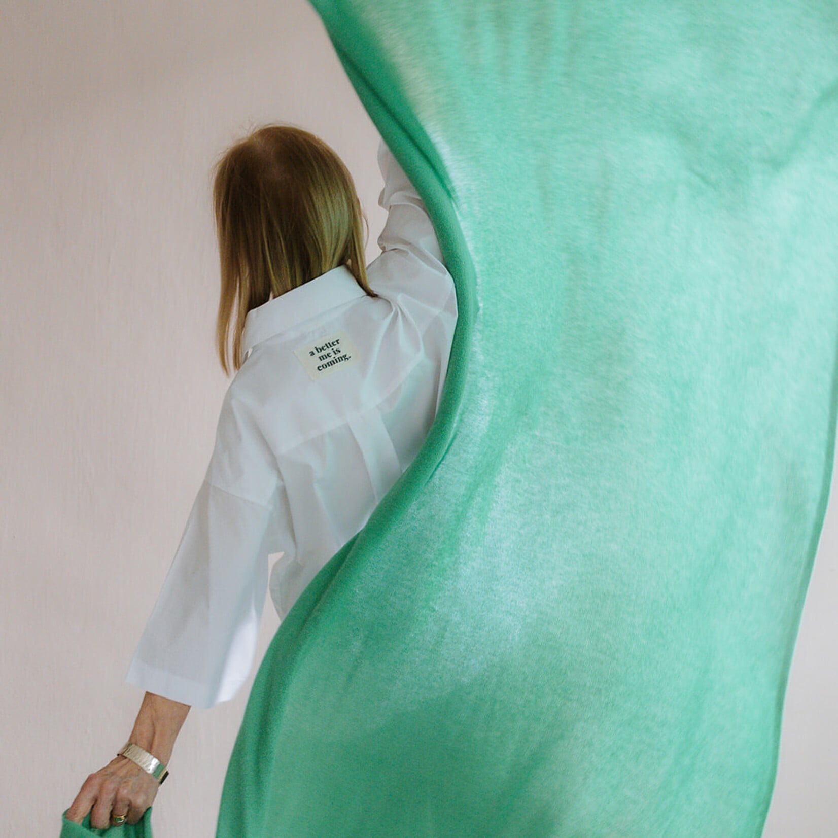 White + Warren Cashmere Travel Wrap  color retro green