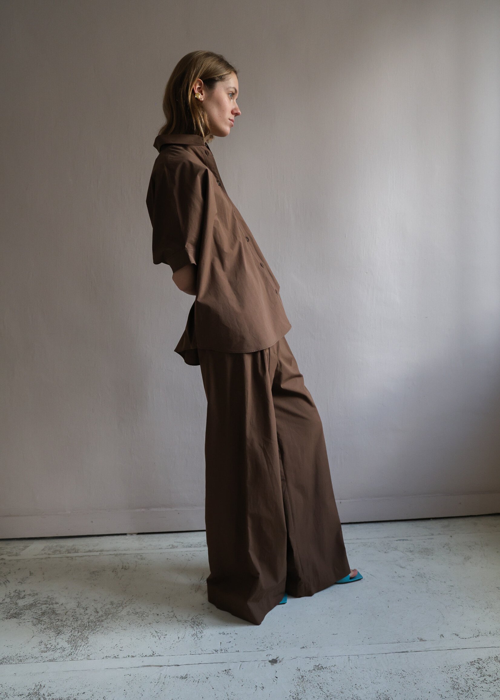 Ottod'Ame Long pleated trousers brown