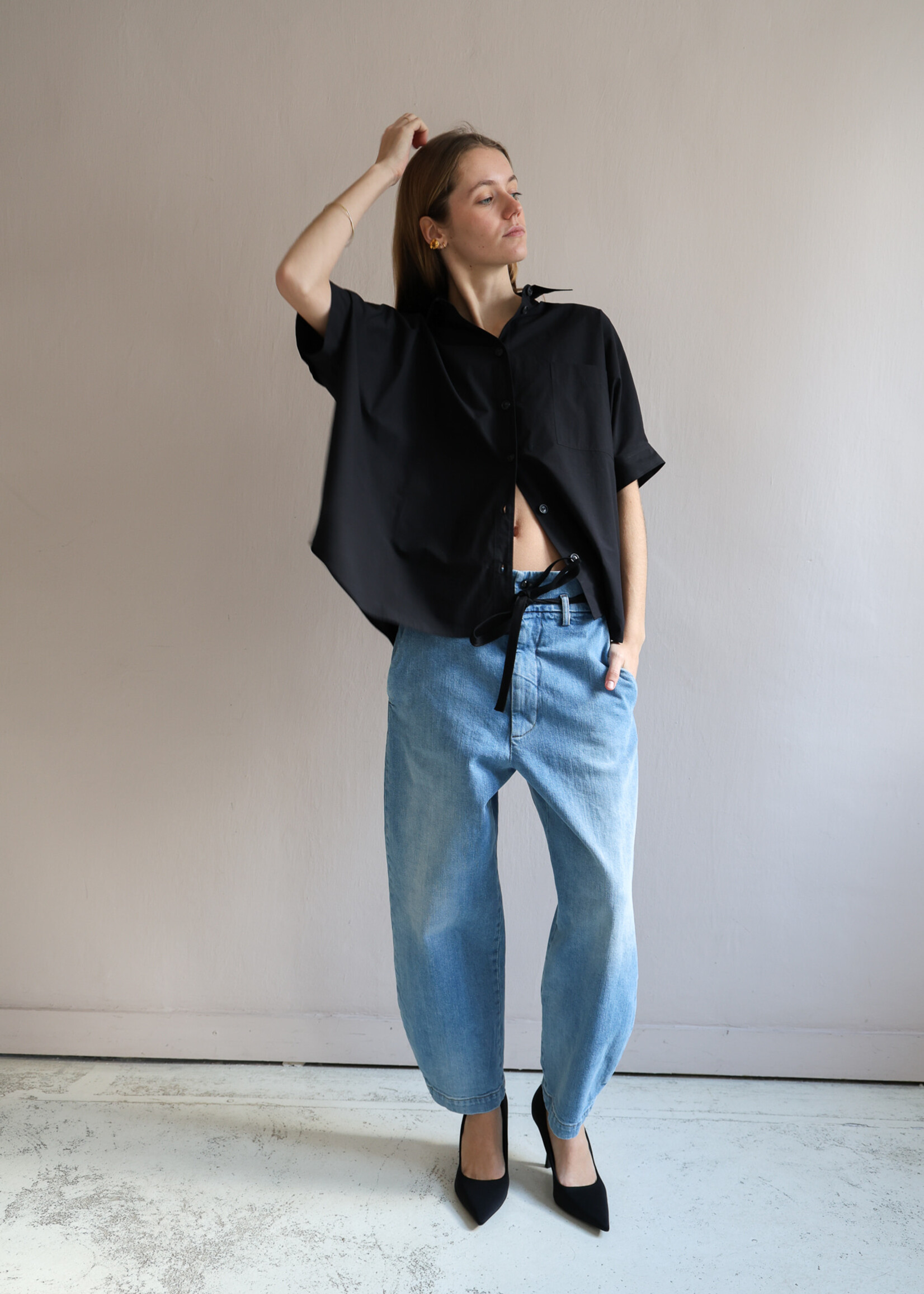 Ottod'Ame wide shirt coton  short sleeve black