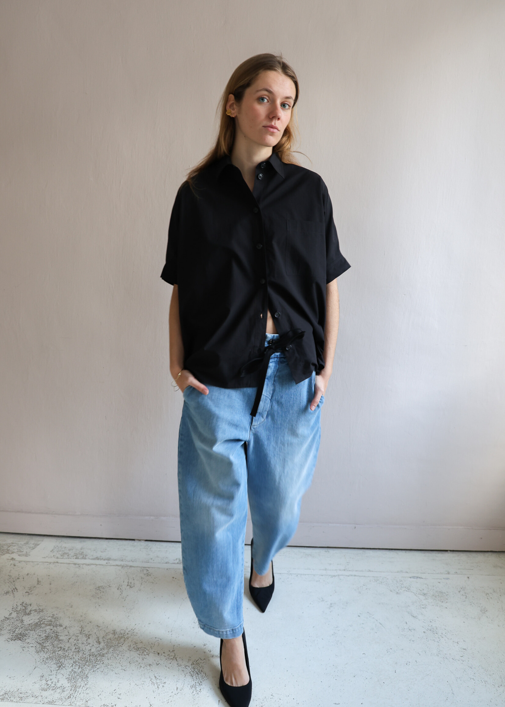 Ottod'Ame wide shirt coton  short sleeve black