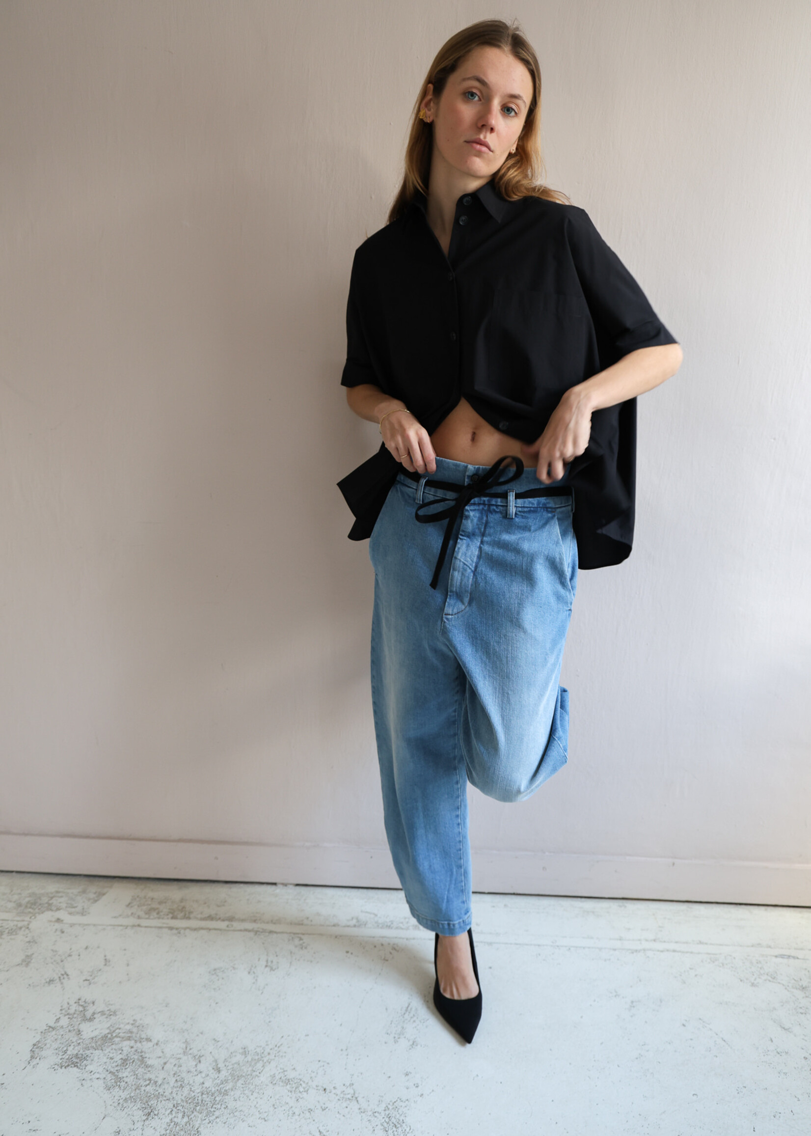 Ottod'Ame wide shirt coton  short sleeve black