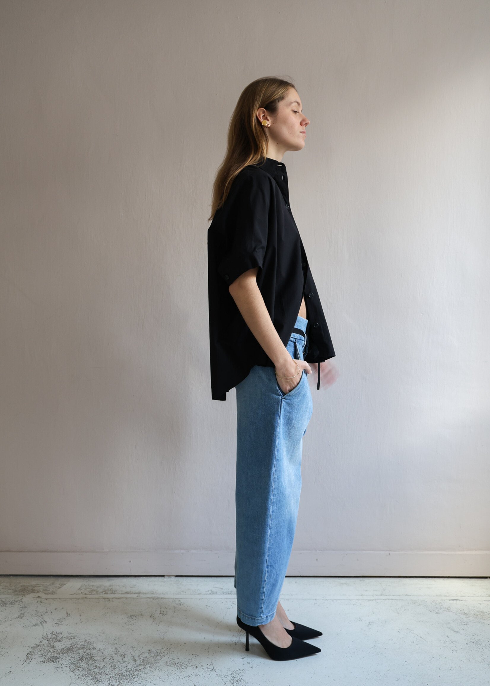 Ottod'Ame wide shirt coton  short sleeve black