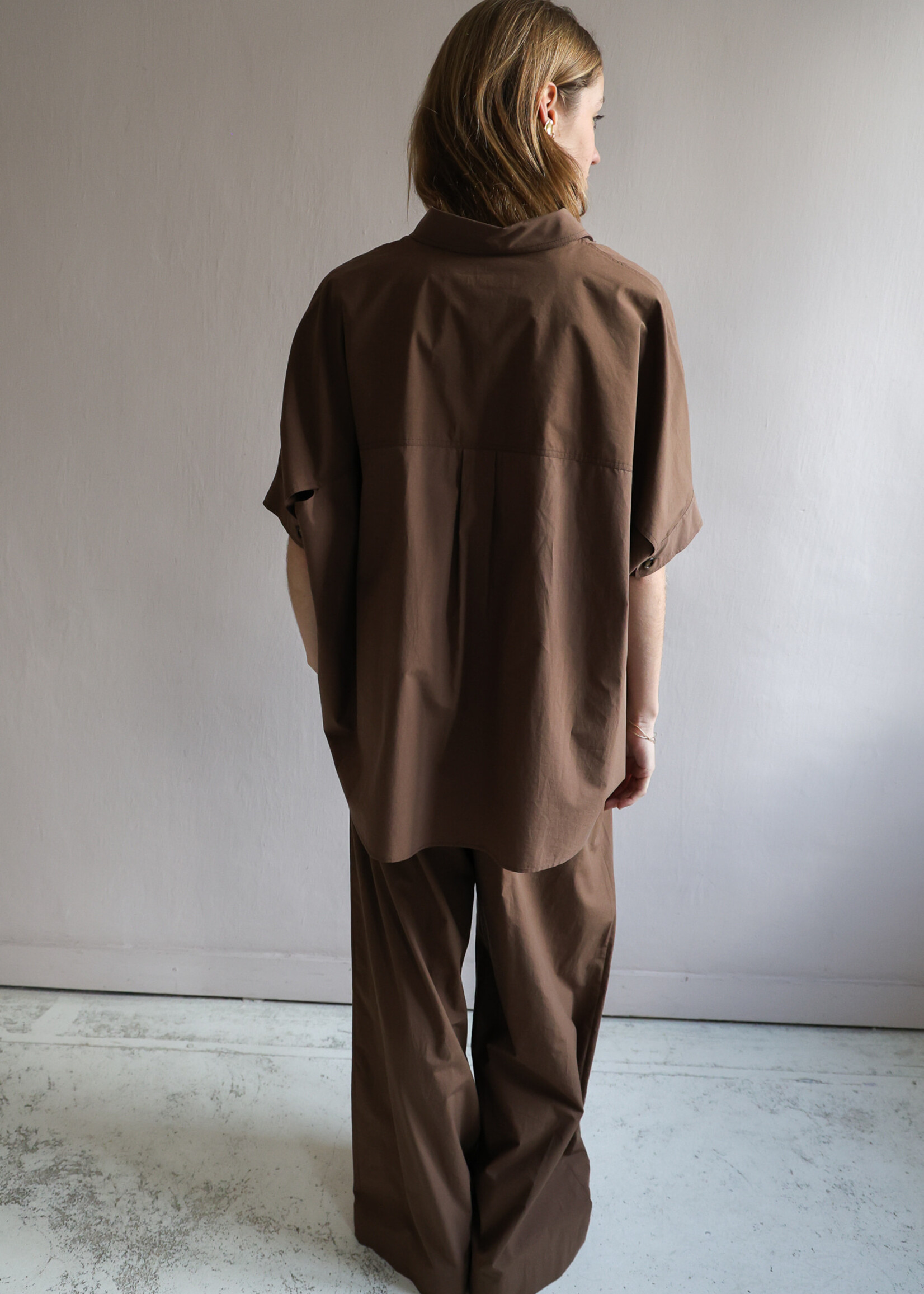 Ottod'Ame wide shirt coton  short sleeve chocolate