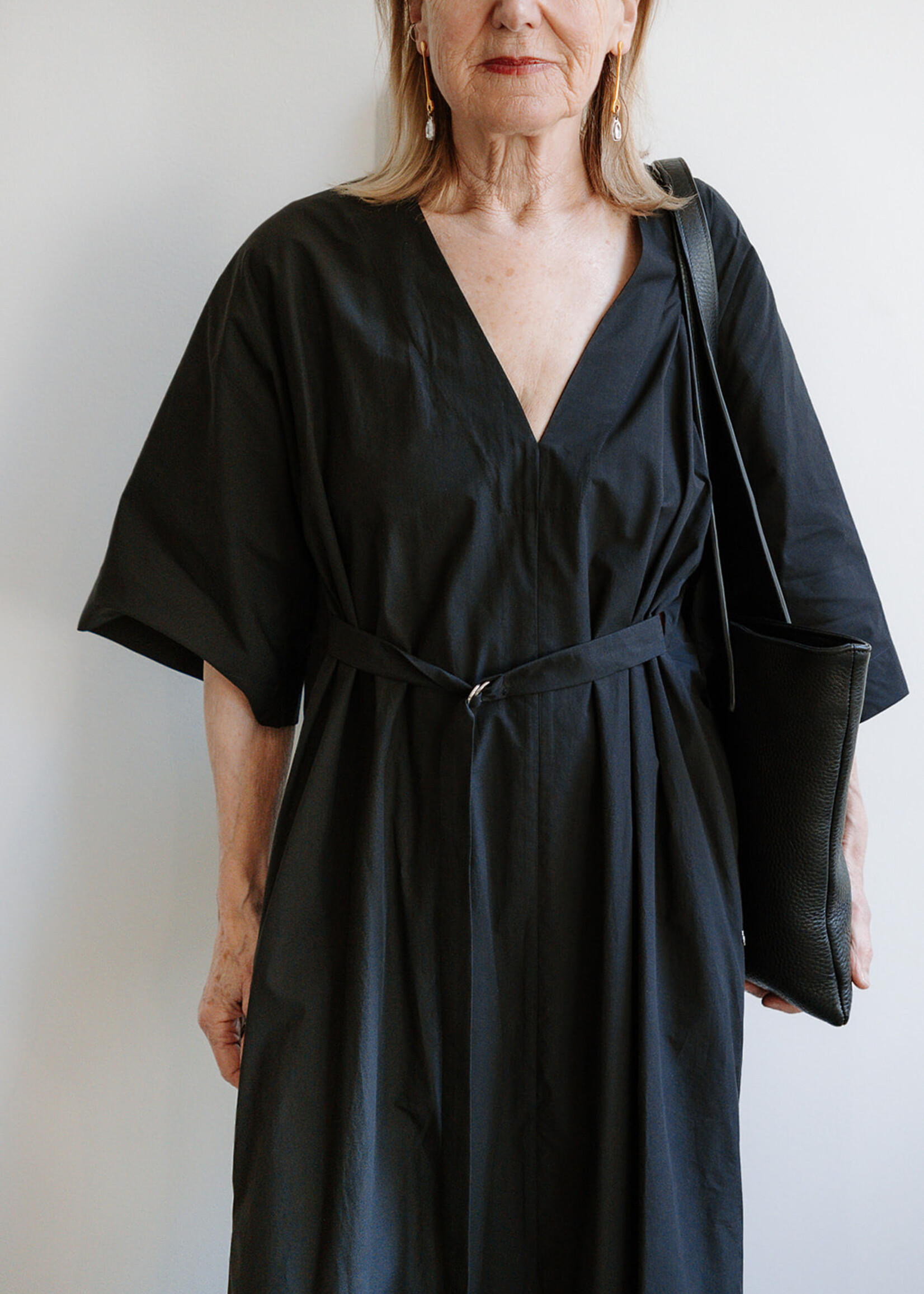 Ottod'Ame Cotton dress with V-neck color black