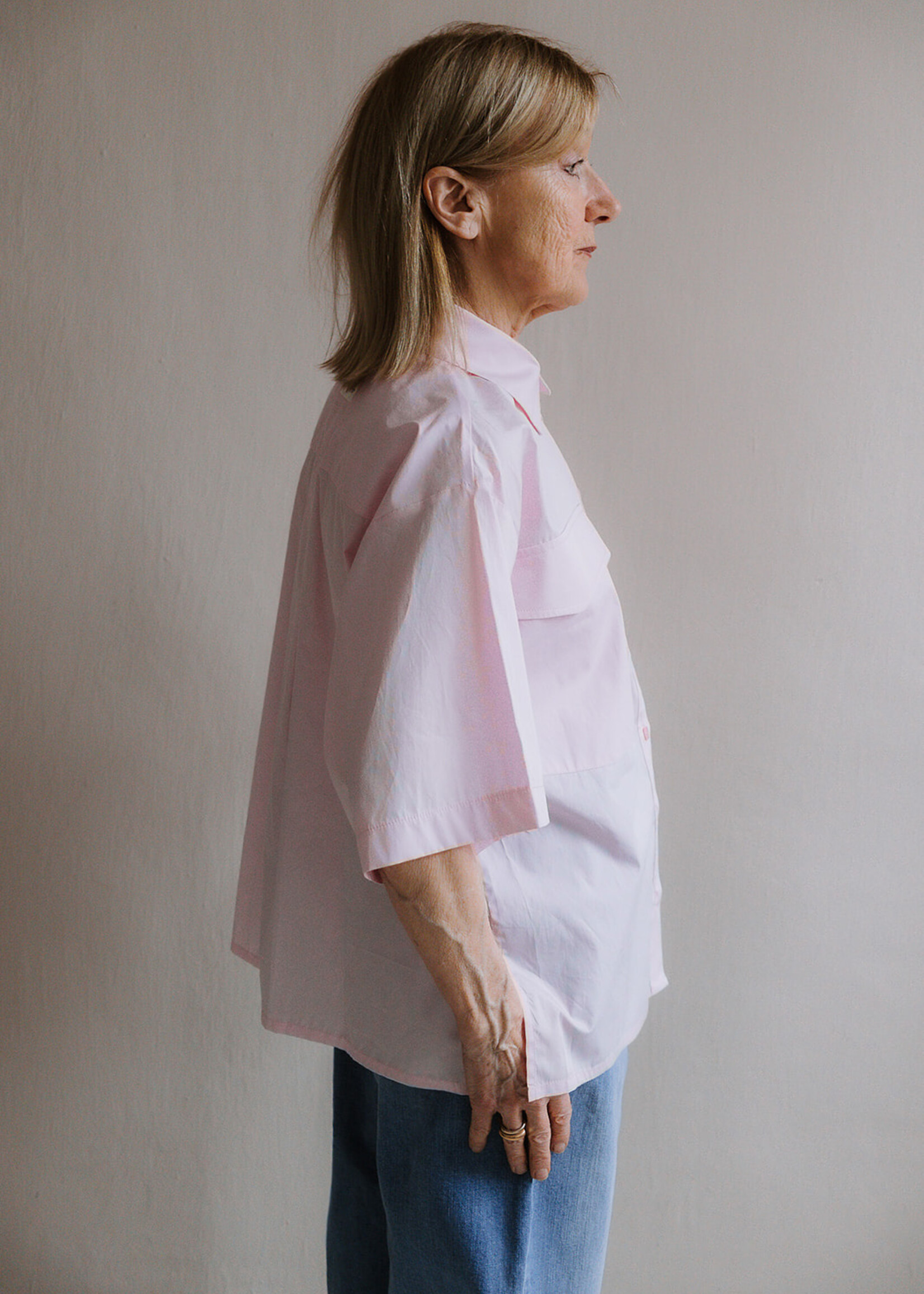 Shirt oversized short sleeves rose