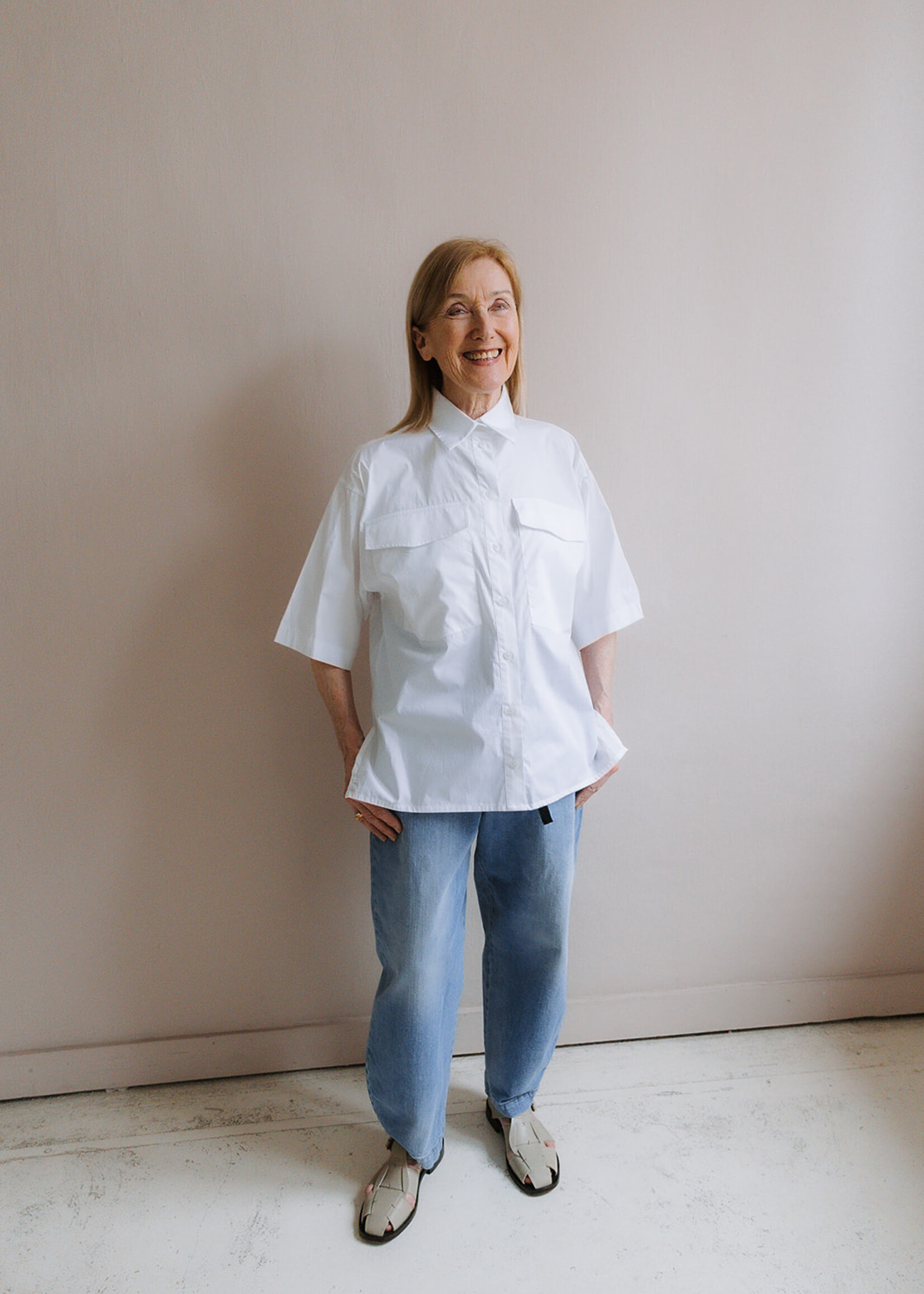 Shirt oversized short sleeves white