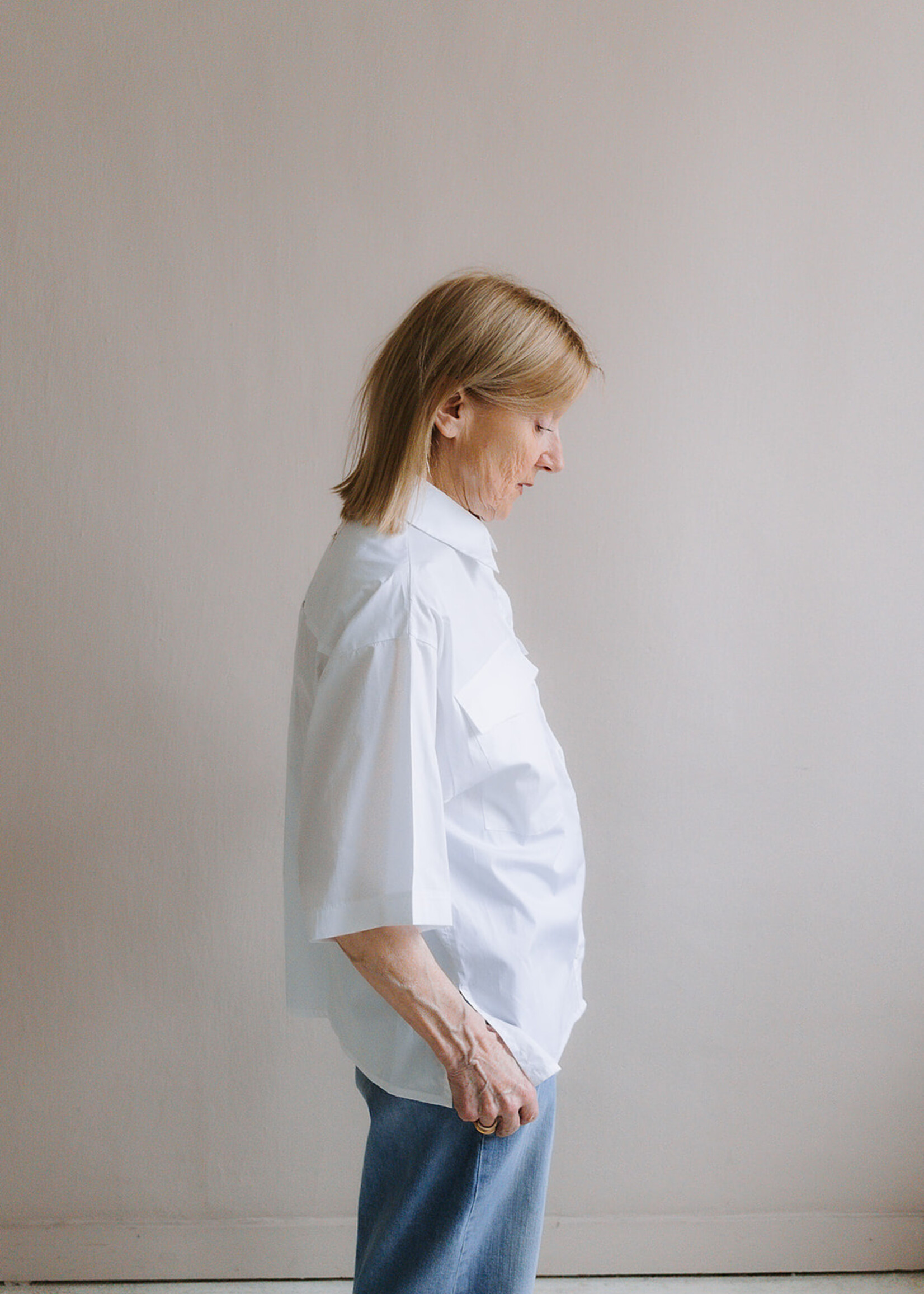 Shirt oversized short sleeves white