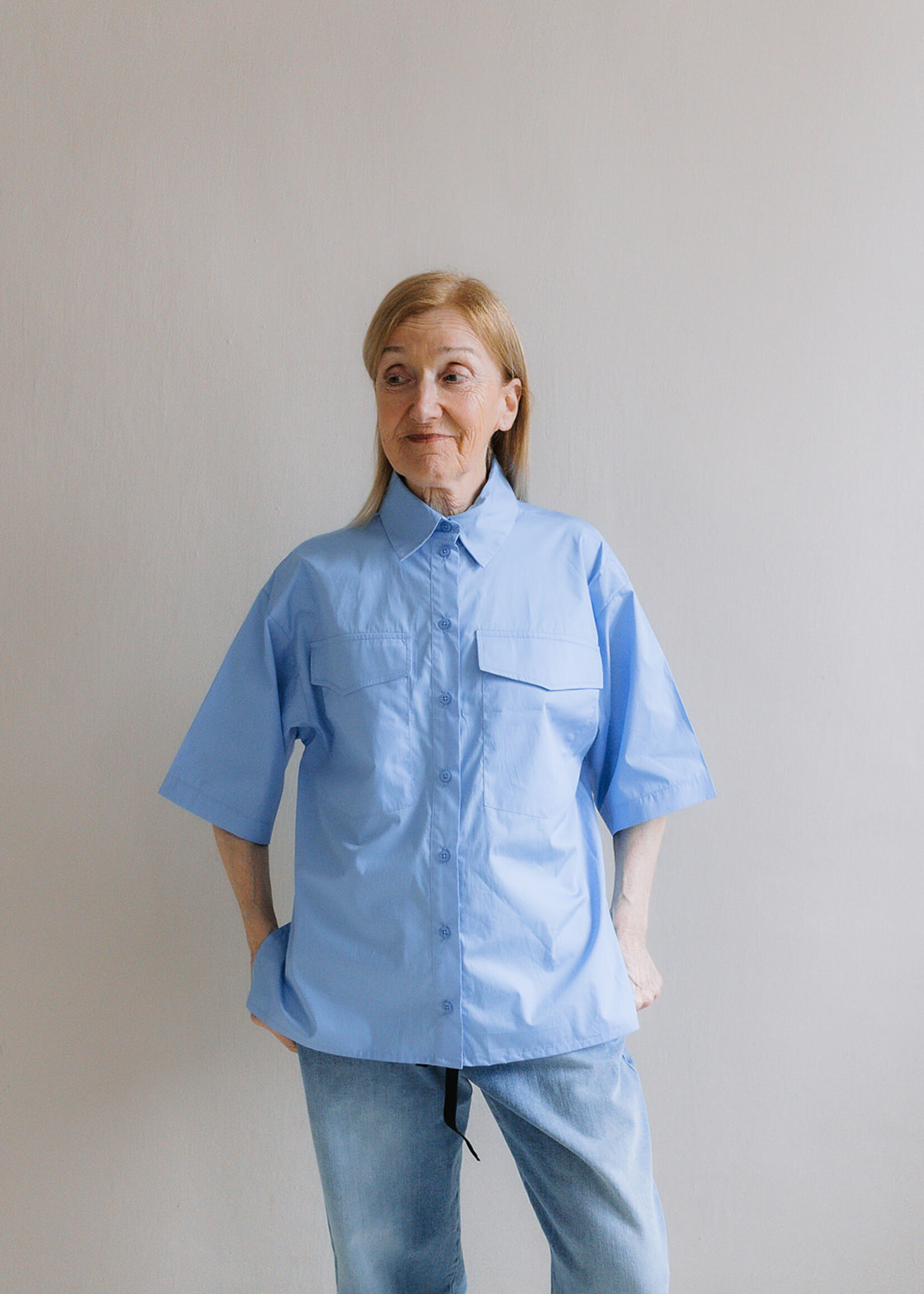 Shirt oversized short sleeves blue