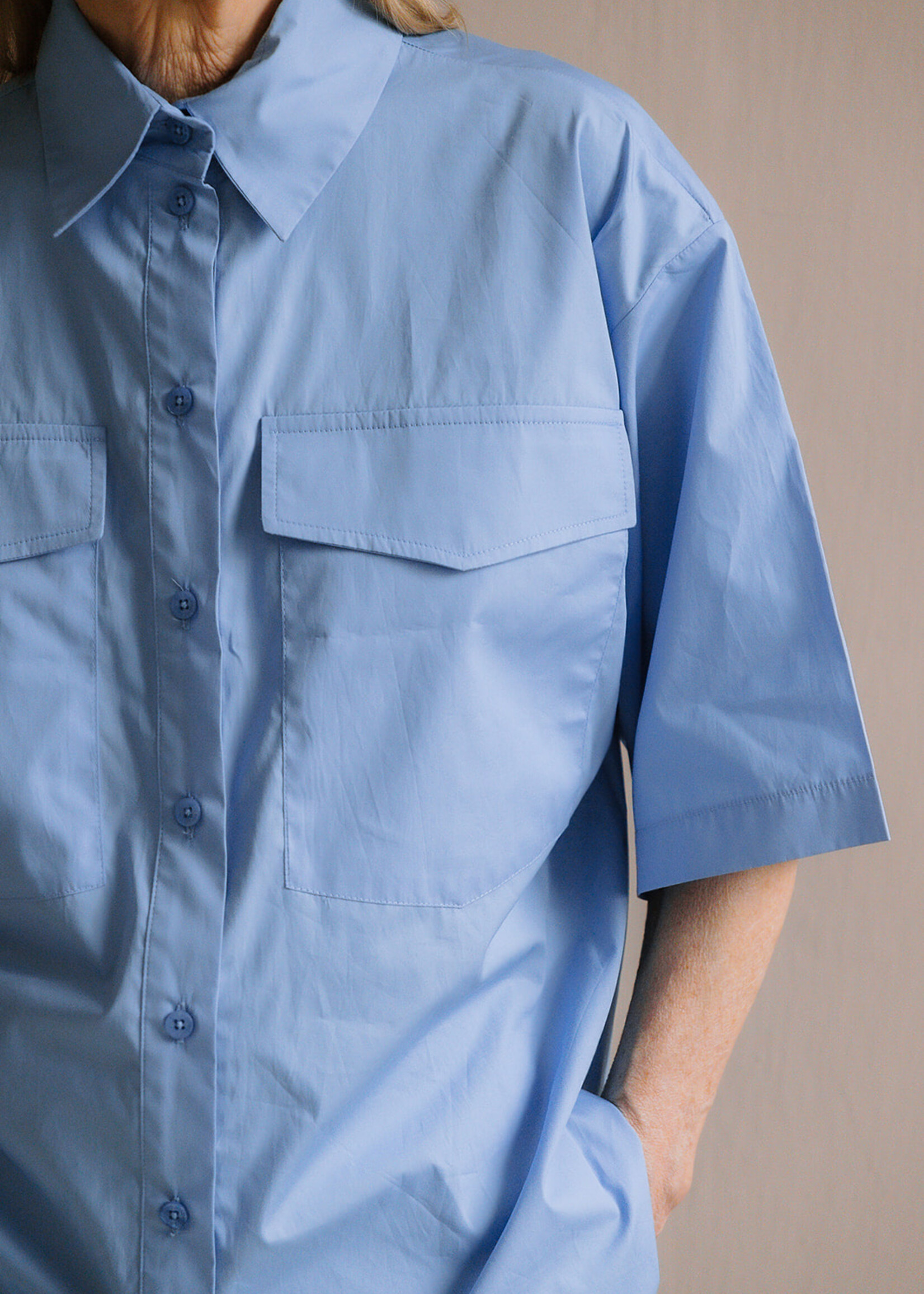 Shirt oversized short sleeves blue