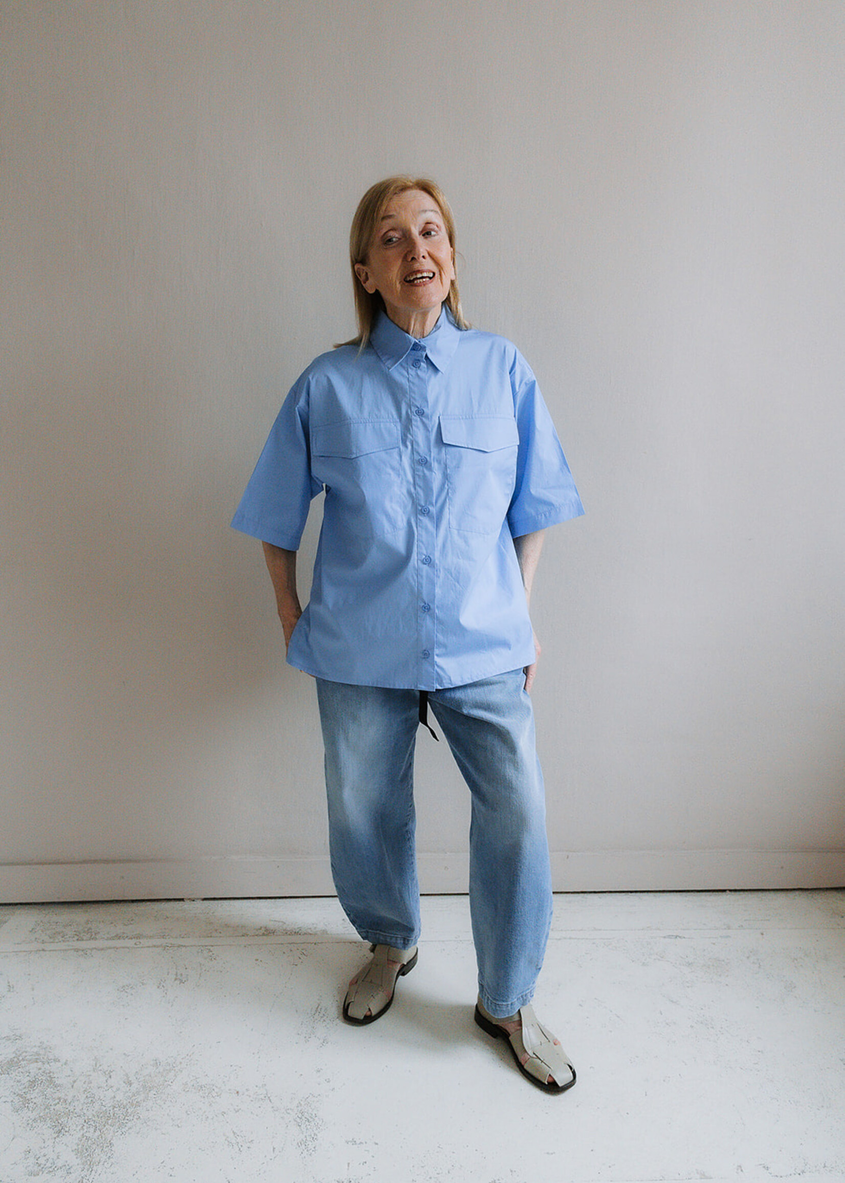 Shirt oversized short sleeves blue