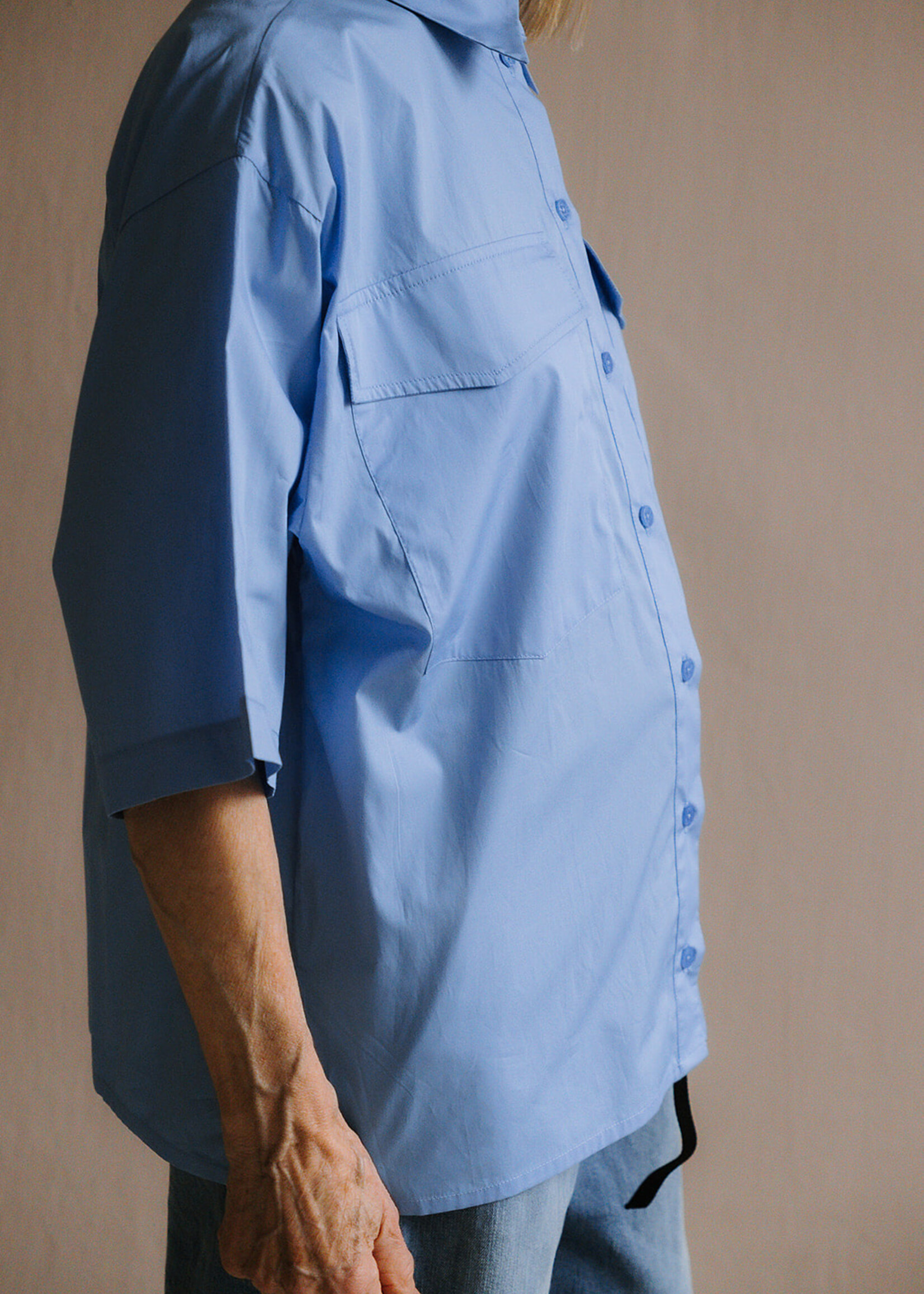 Shirt oversized short sleeves blue