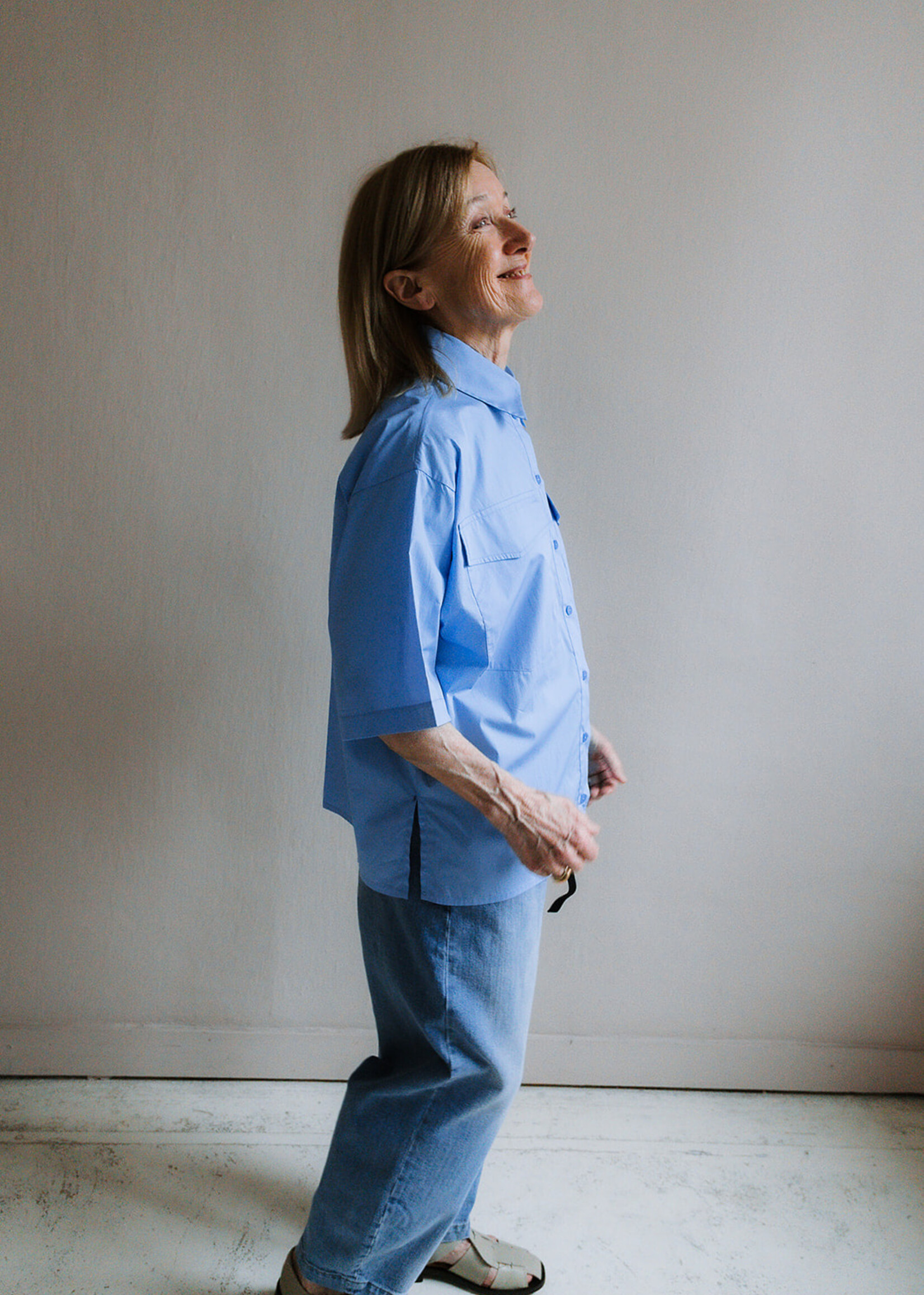 Shirt oversized short sleeves blue