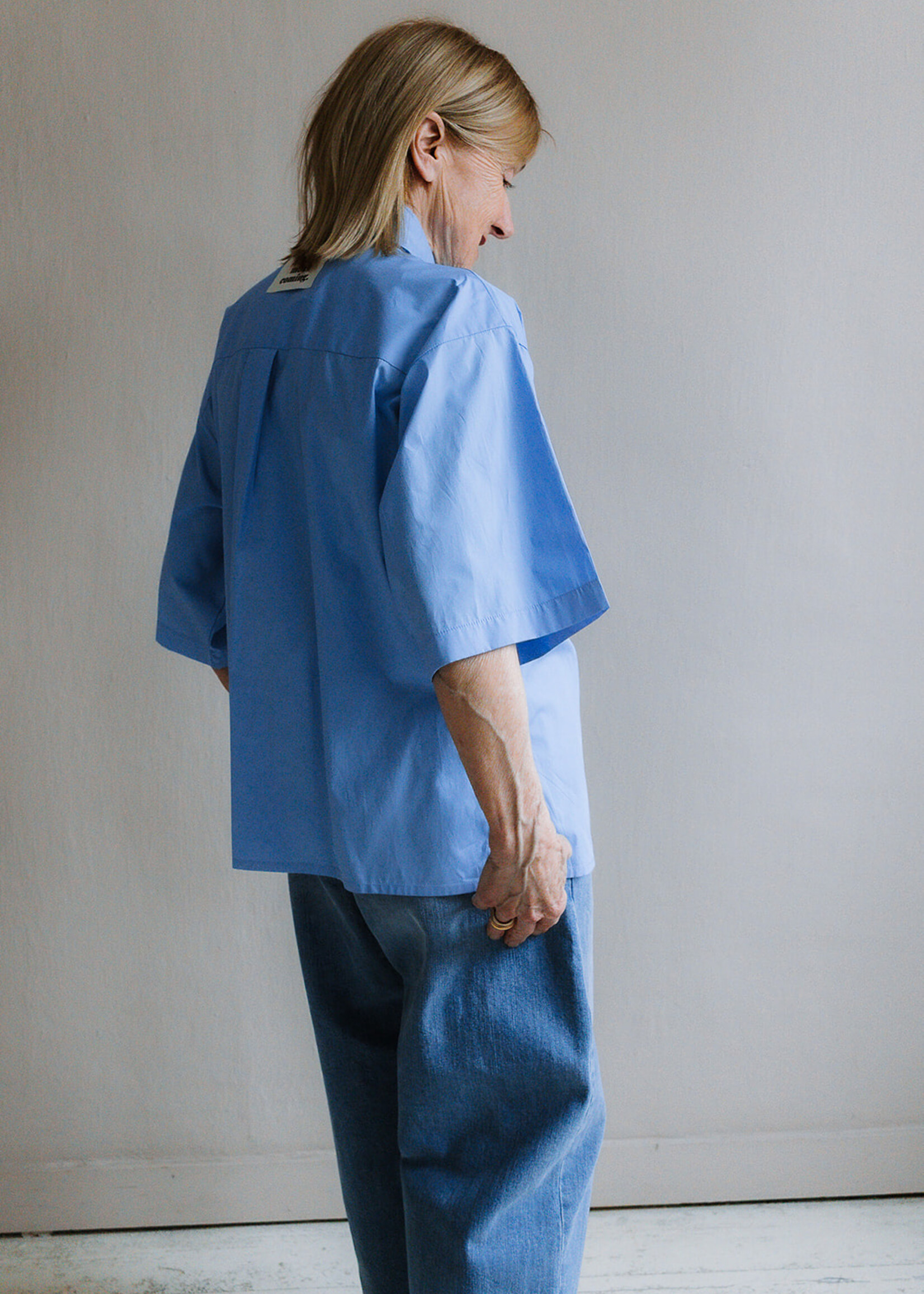 Shirt oversized short sleeves blue