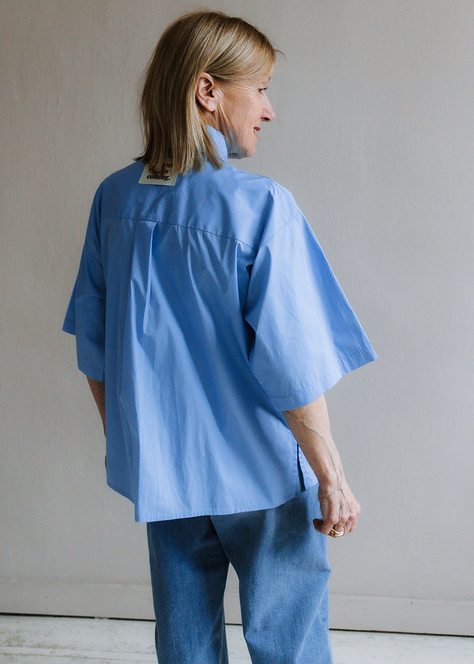 Shirt oversized short sleeves blue