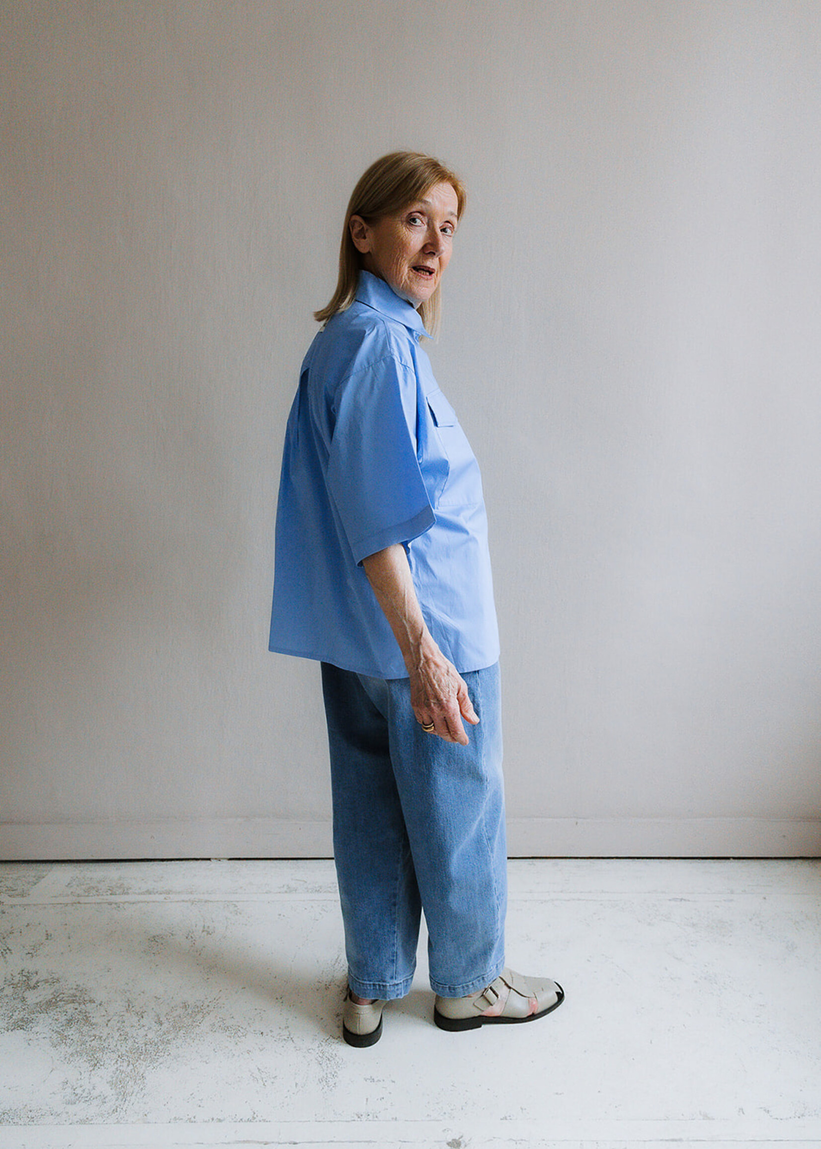 Shirt oversized short sleeves blue