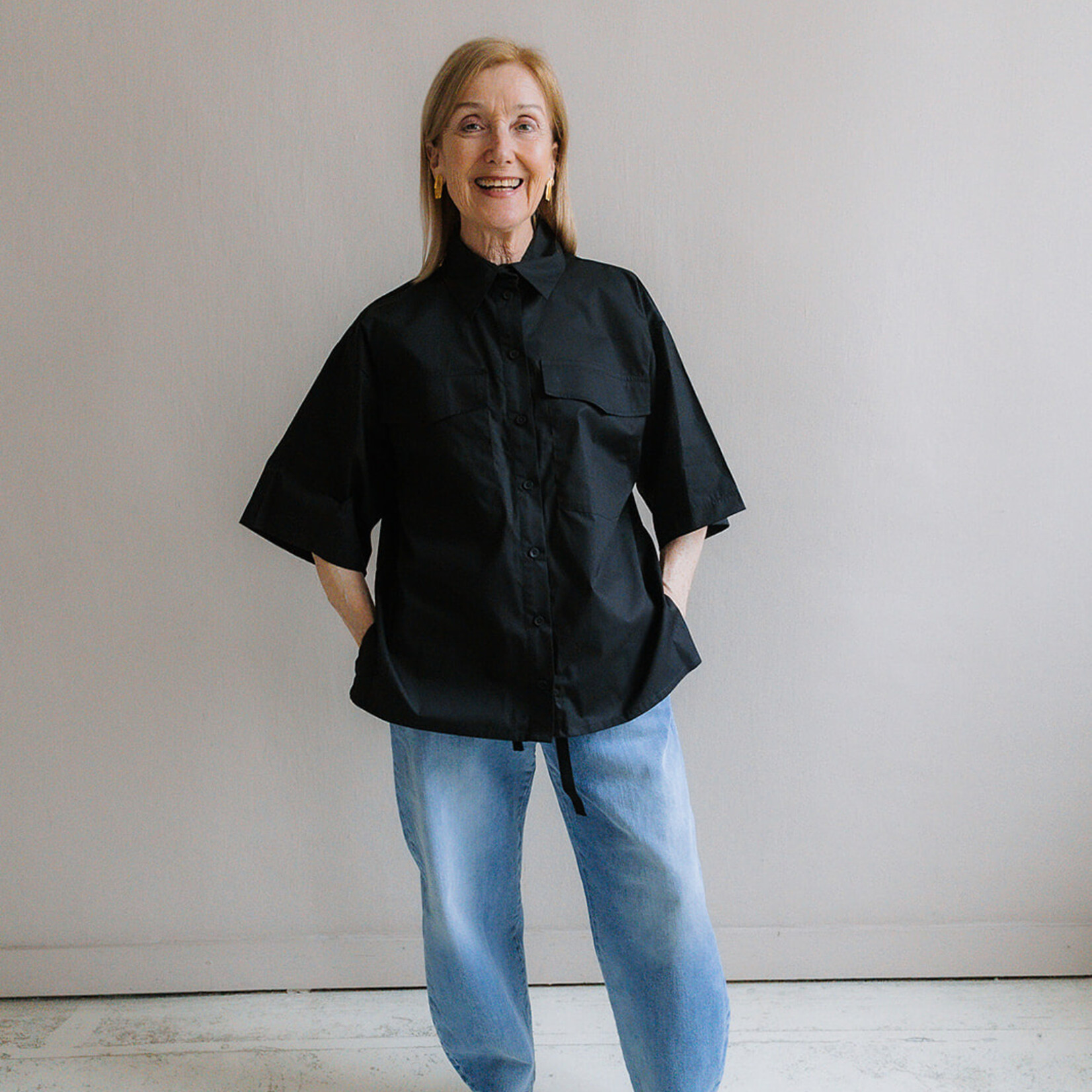 Shirt oversized short sleeves black