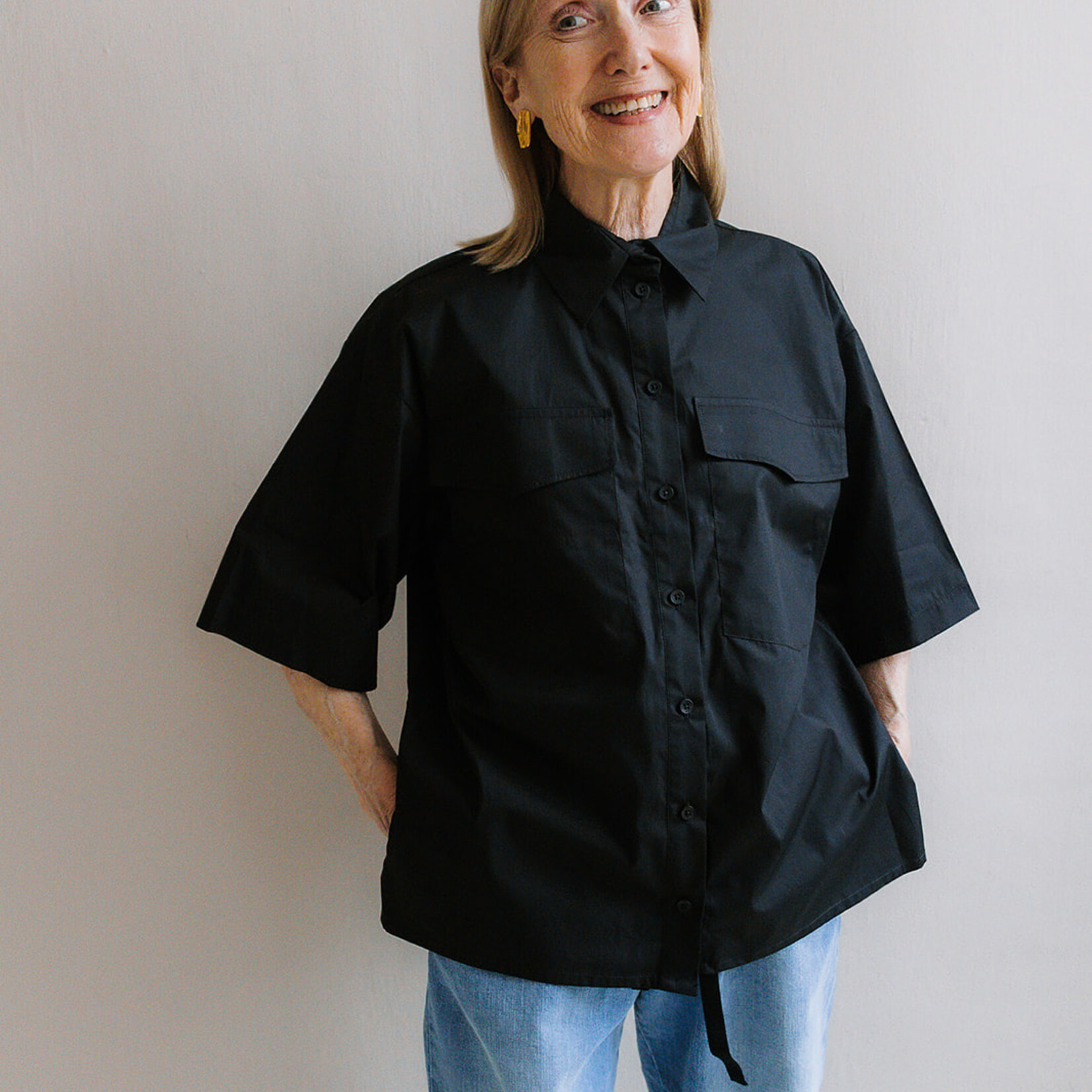 Shirt oversized short sleeves black