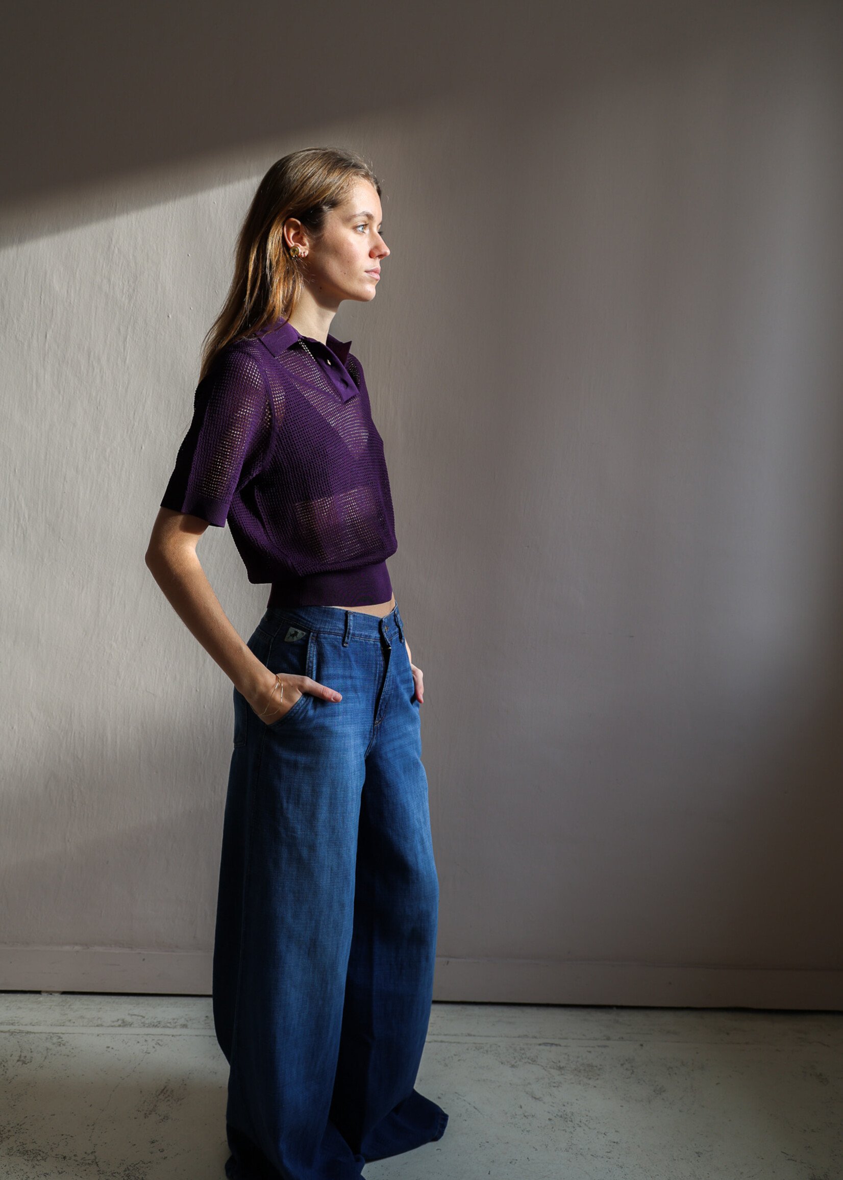 Tela Short-sleeve mesh T-shirt in purple