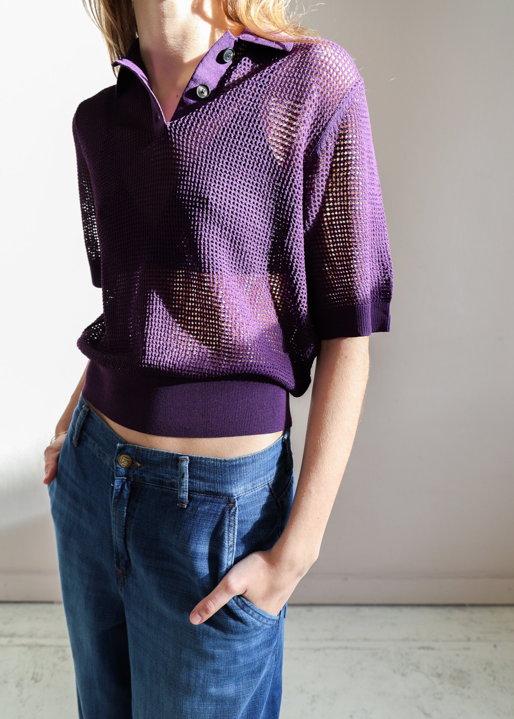 Tela Short-sleeve mesh T-shirt in purple
