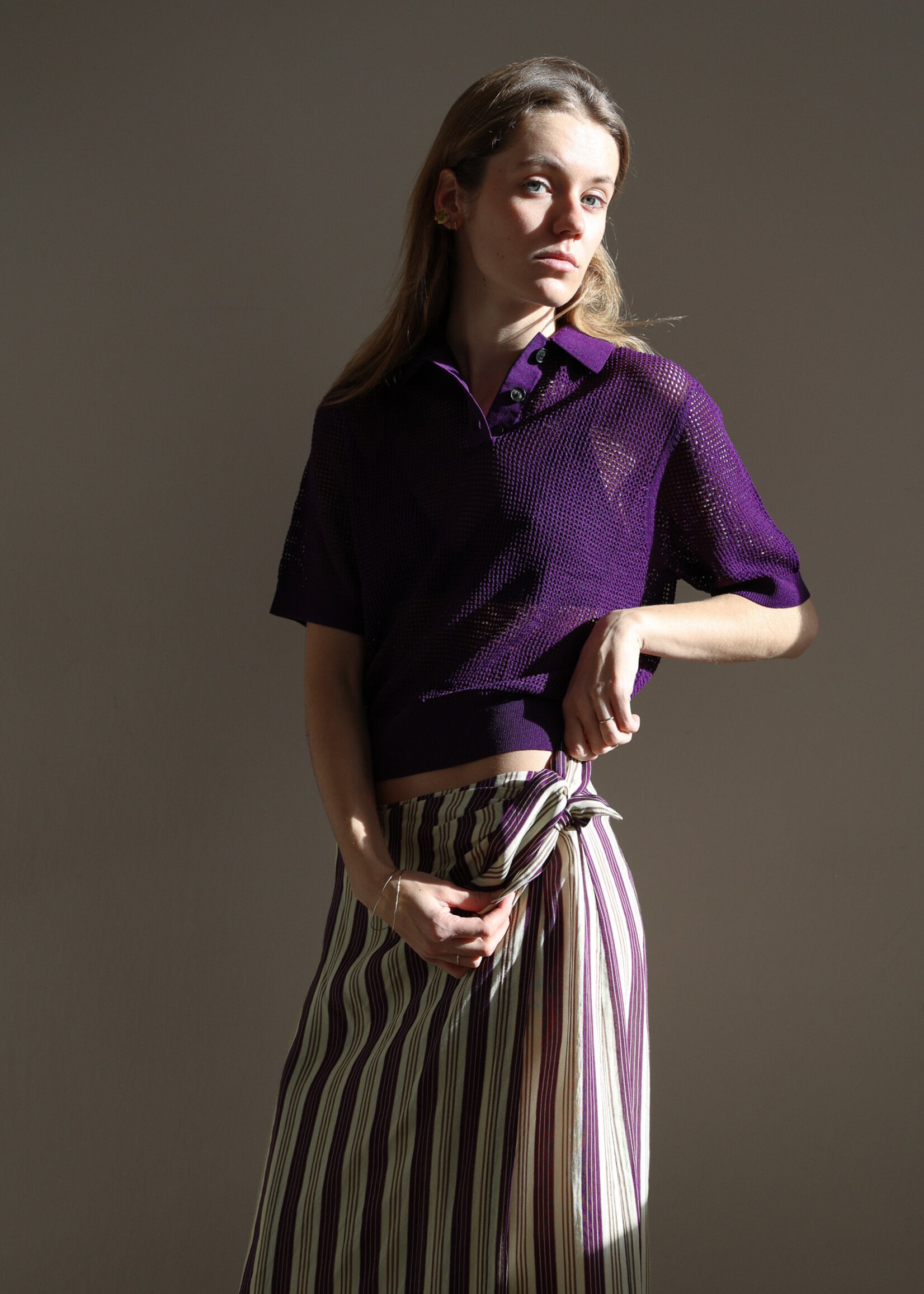 Tela Short-sleeve mesh T-shirt in purple