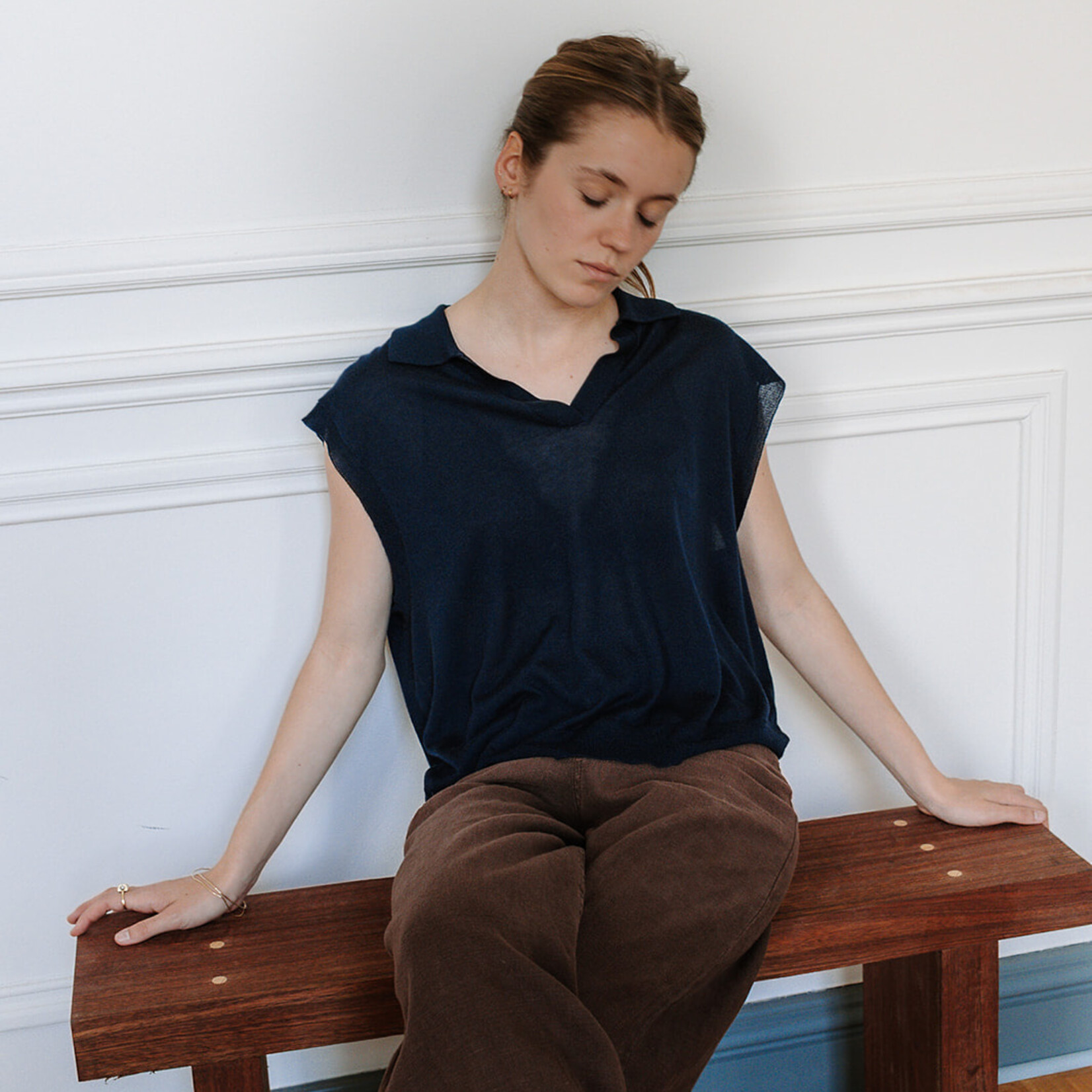 Absolut cashmere pull poncho Magalie dark blue