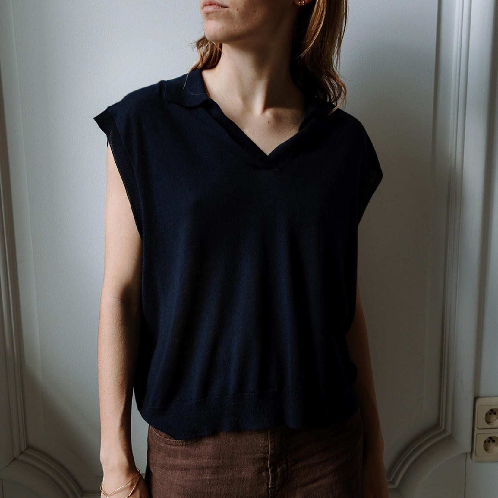 Absolut cashmere pull poncho Magalie dark blue
