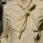 Cotton shirt with tie  pale yellow
