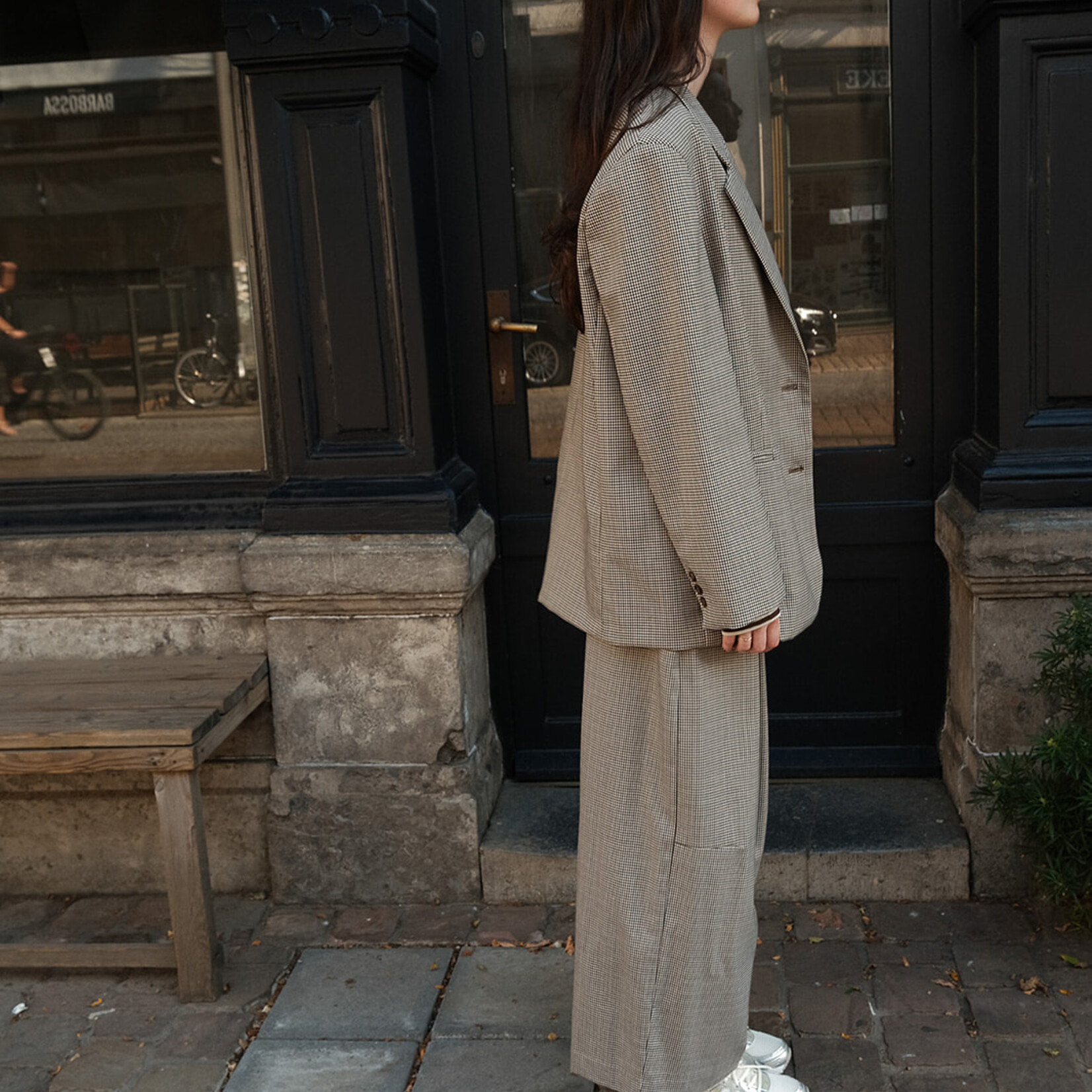 Checked barell trouser