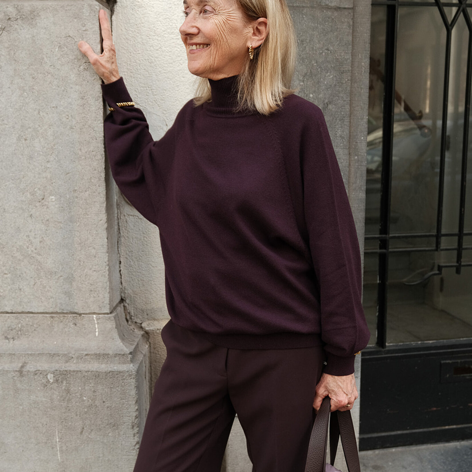 Ottod'Ame Oversized purple turtleneck sweater