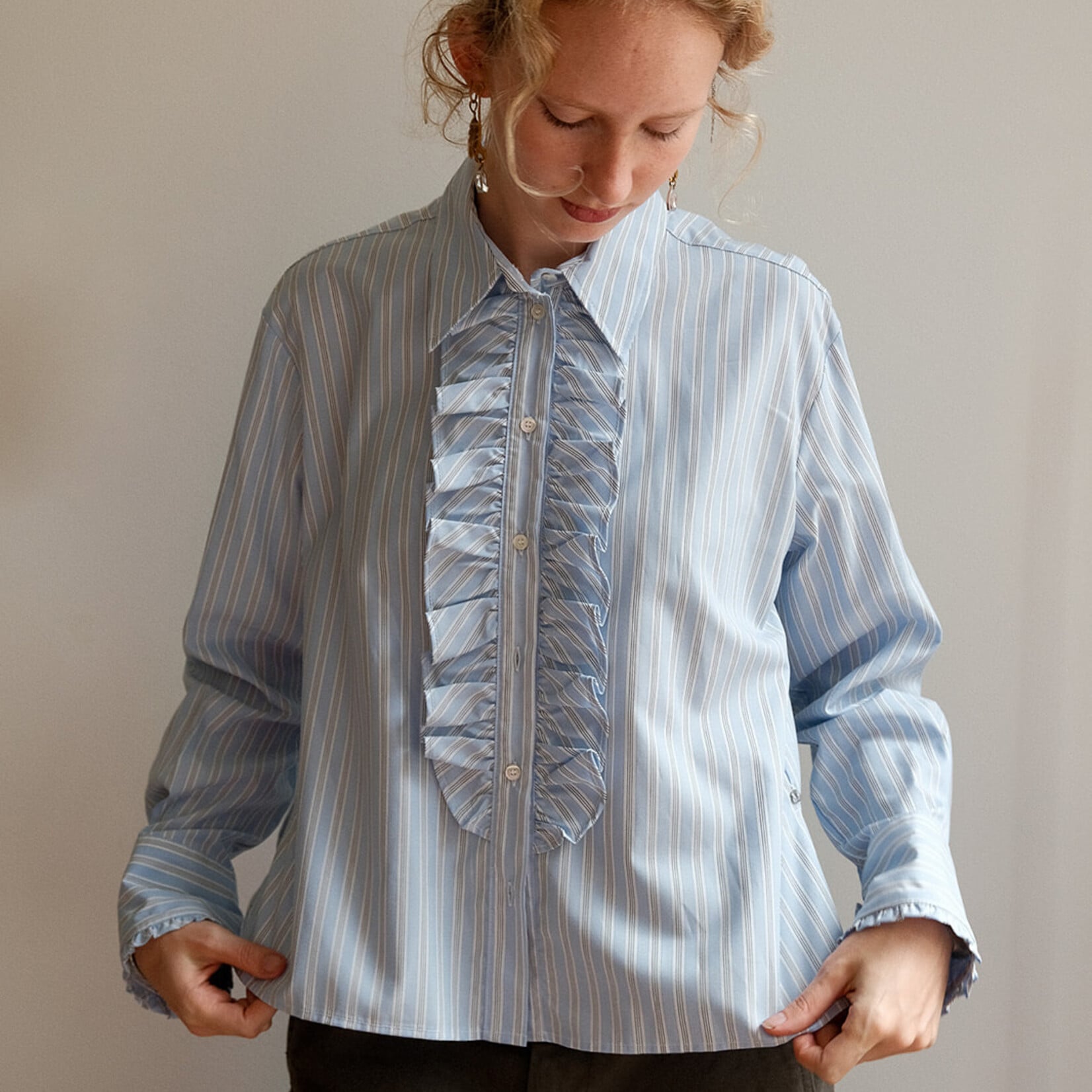 Ottod'Ame Ruffled striped shirt