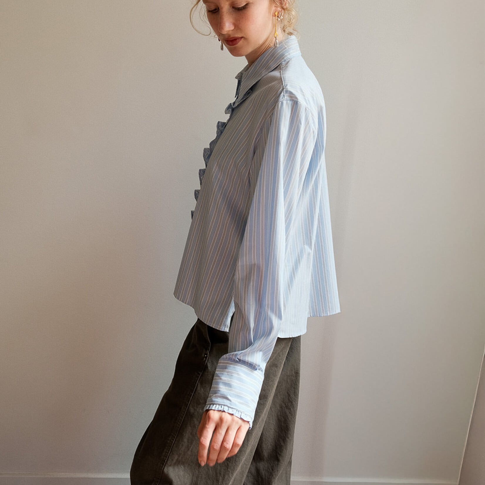 Ottod'Ame Ruffled striped shirt